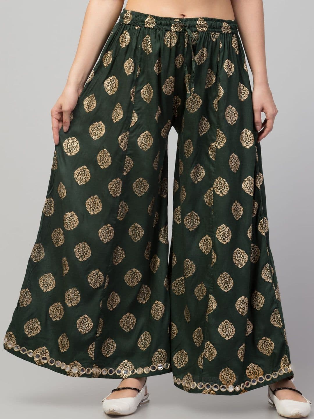 SHAUKIYA Women Ethnic Motifs Printed Flared Knitted Ethnic Palazzos - view 1
