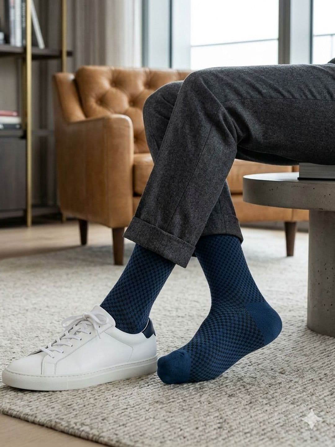 Moda Rapido Men Cotton Blend Patterned Calf Length Socks - view 1