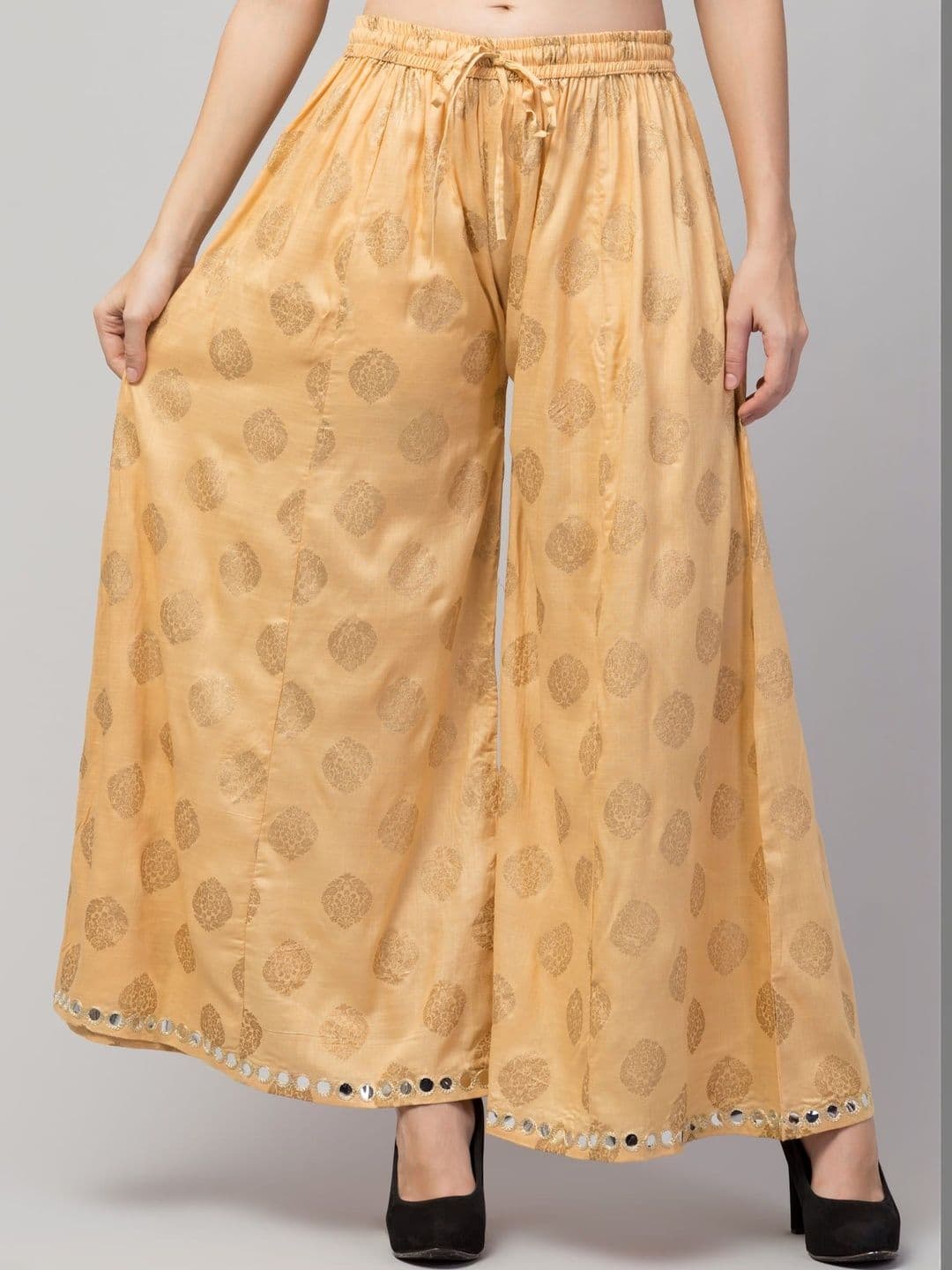 SHAUKIYA Women Ethnic Motifs Printed Flared Knitted Ethnic Palazzos - view 1