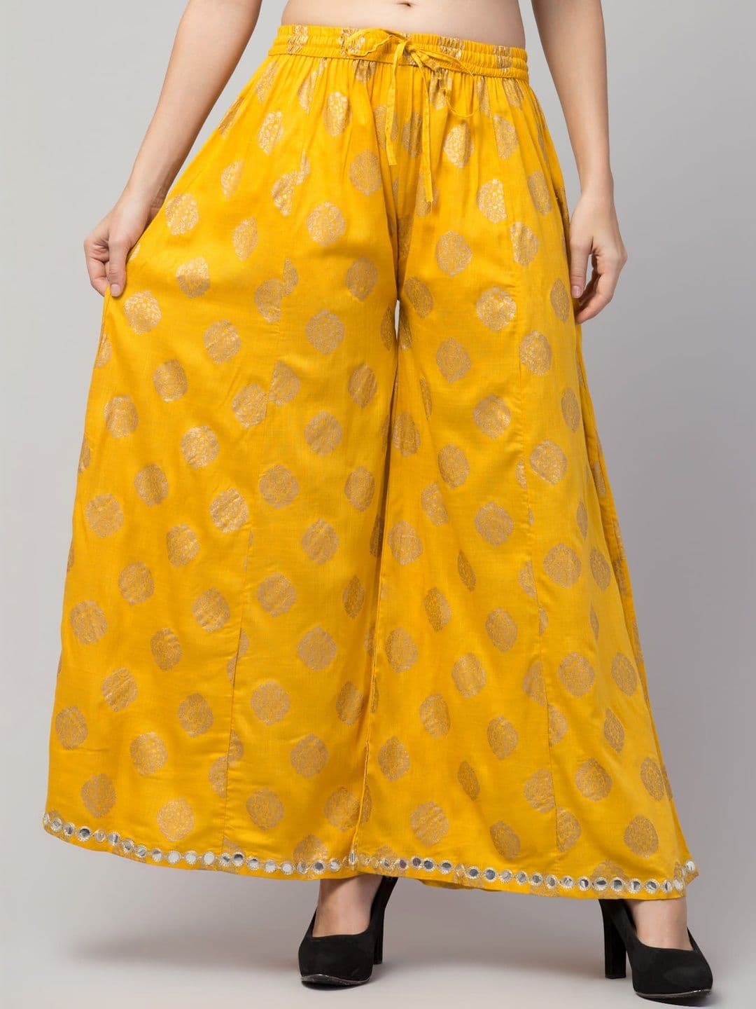 SHAUKIYA Women Ethnic Motifs Printed Flared Knitted Ethnic Palazzos - view 1