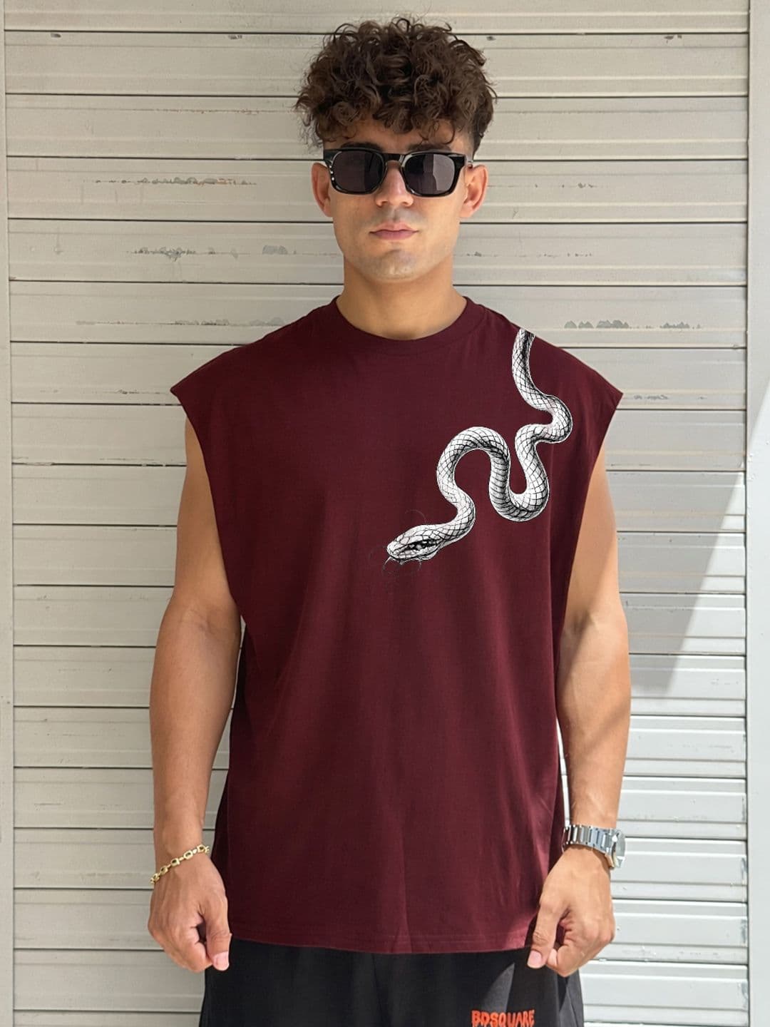 BDSQUARE Printed Cotton Gym Vest - view 1