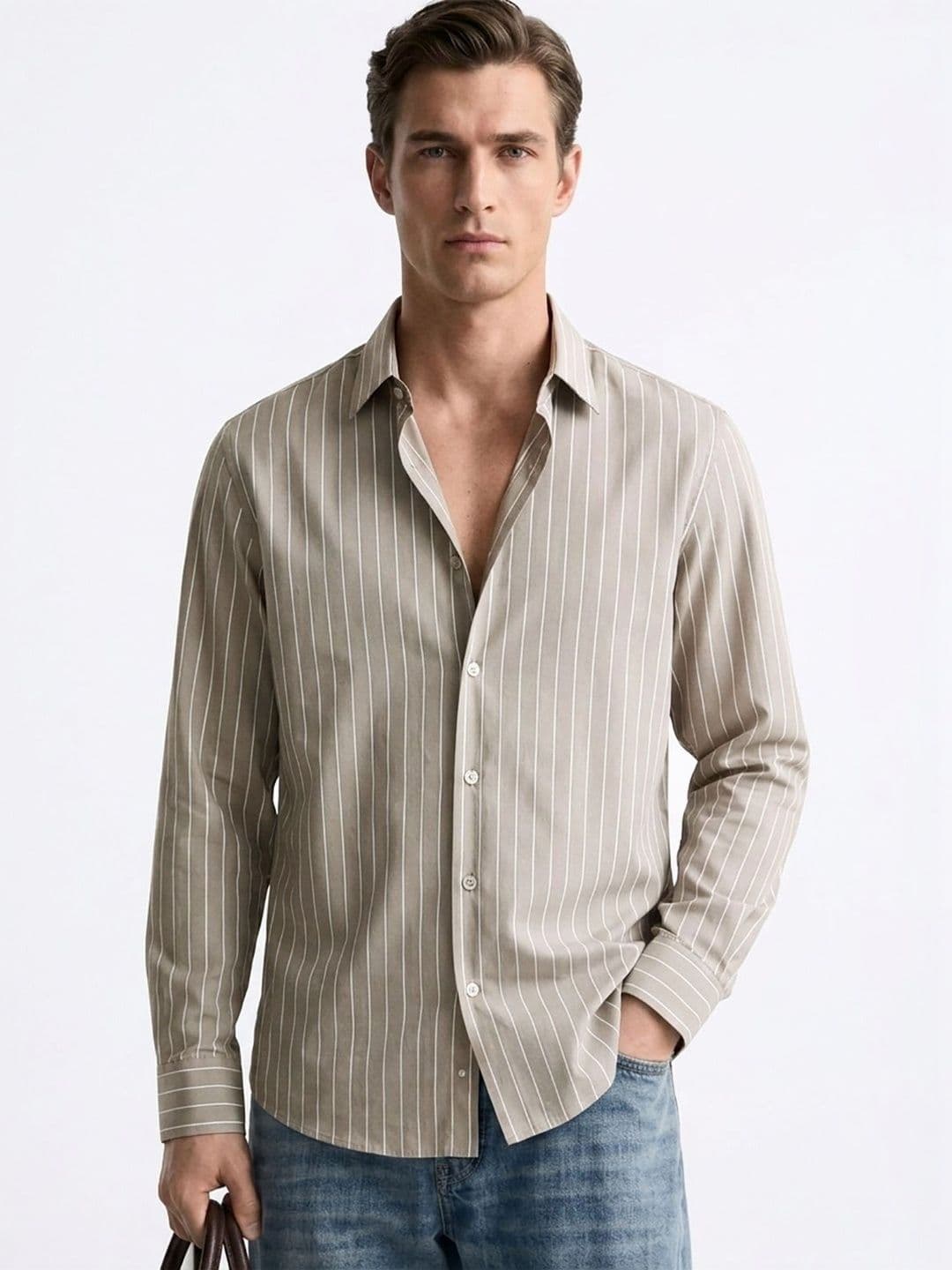 MISCHIEF MONKEY Men Classic Striped Casual Shirt - view 1