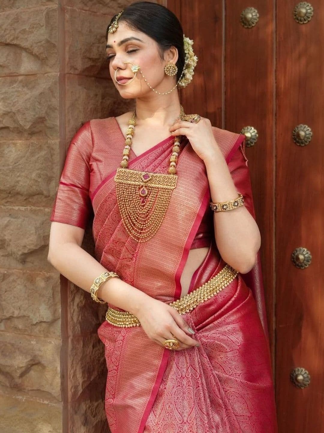 ZELLURE Woven Design Zari Art Silk Heavy Work Kanjeevaram Saree - view 1