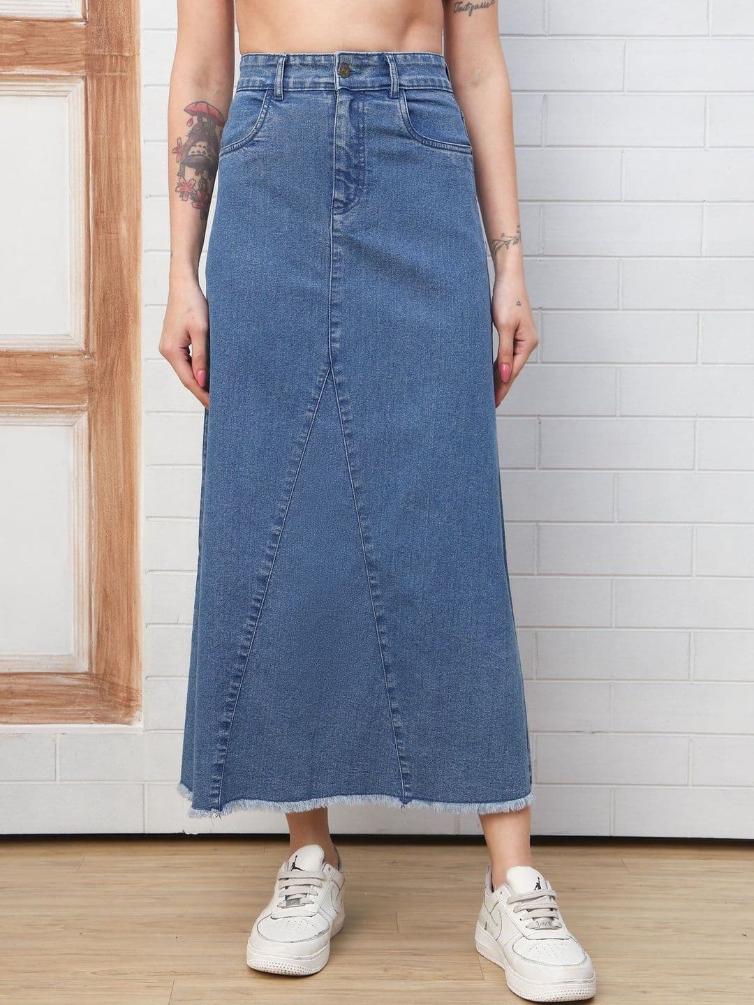 PUELLA Women Denim Sleek Utility Maxi A-Line Skirt - view 1