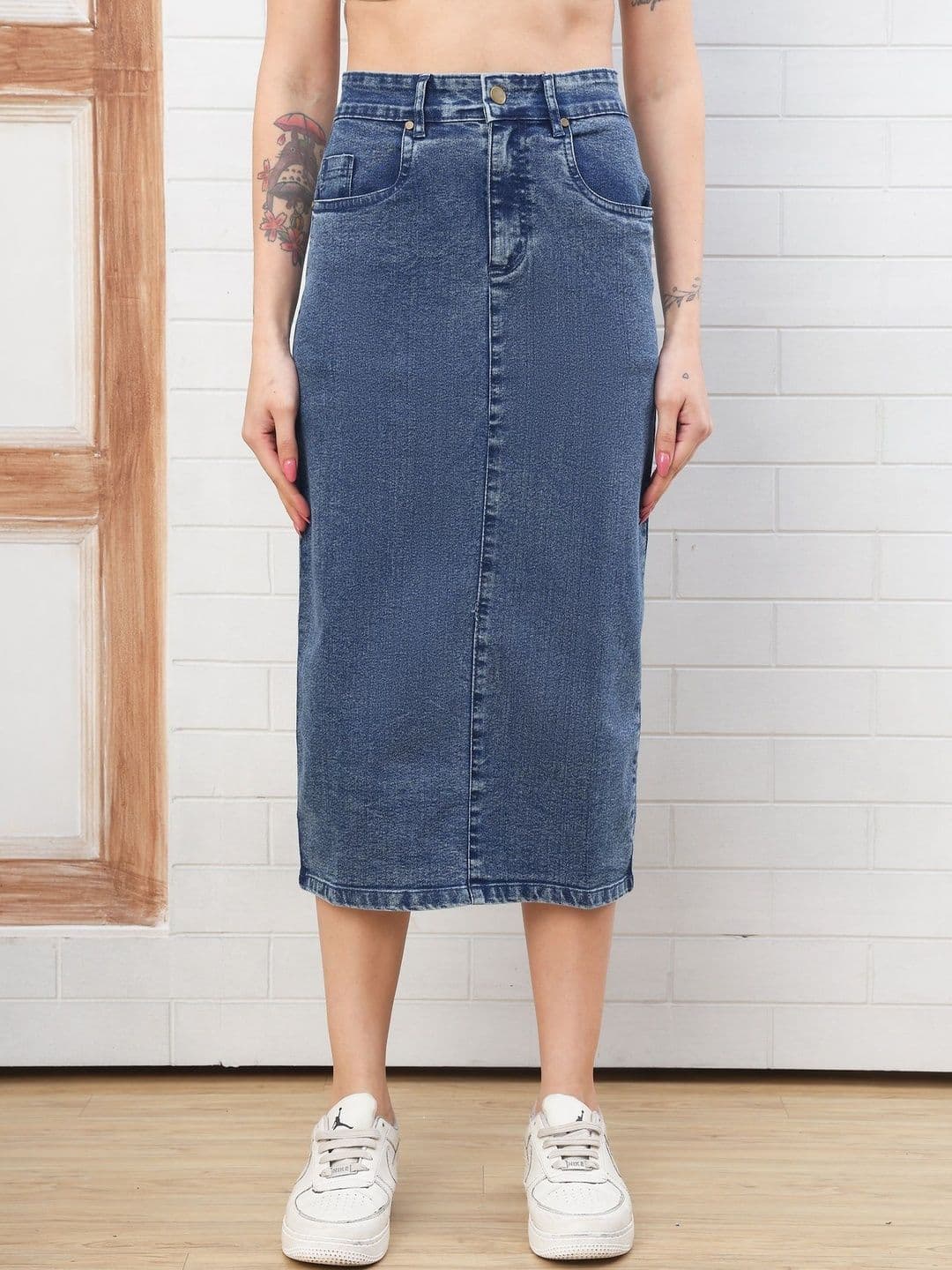 PUELLA Women Denim Midi Straight Skirt - view 1