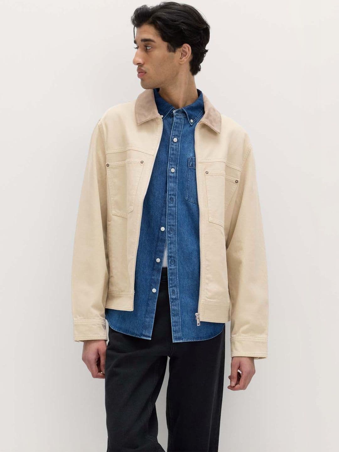 Marks & Spencer Solid Beige Pure Cotton Jacket - view 1