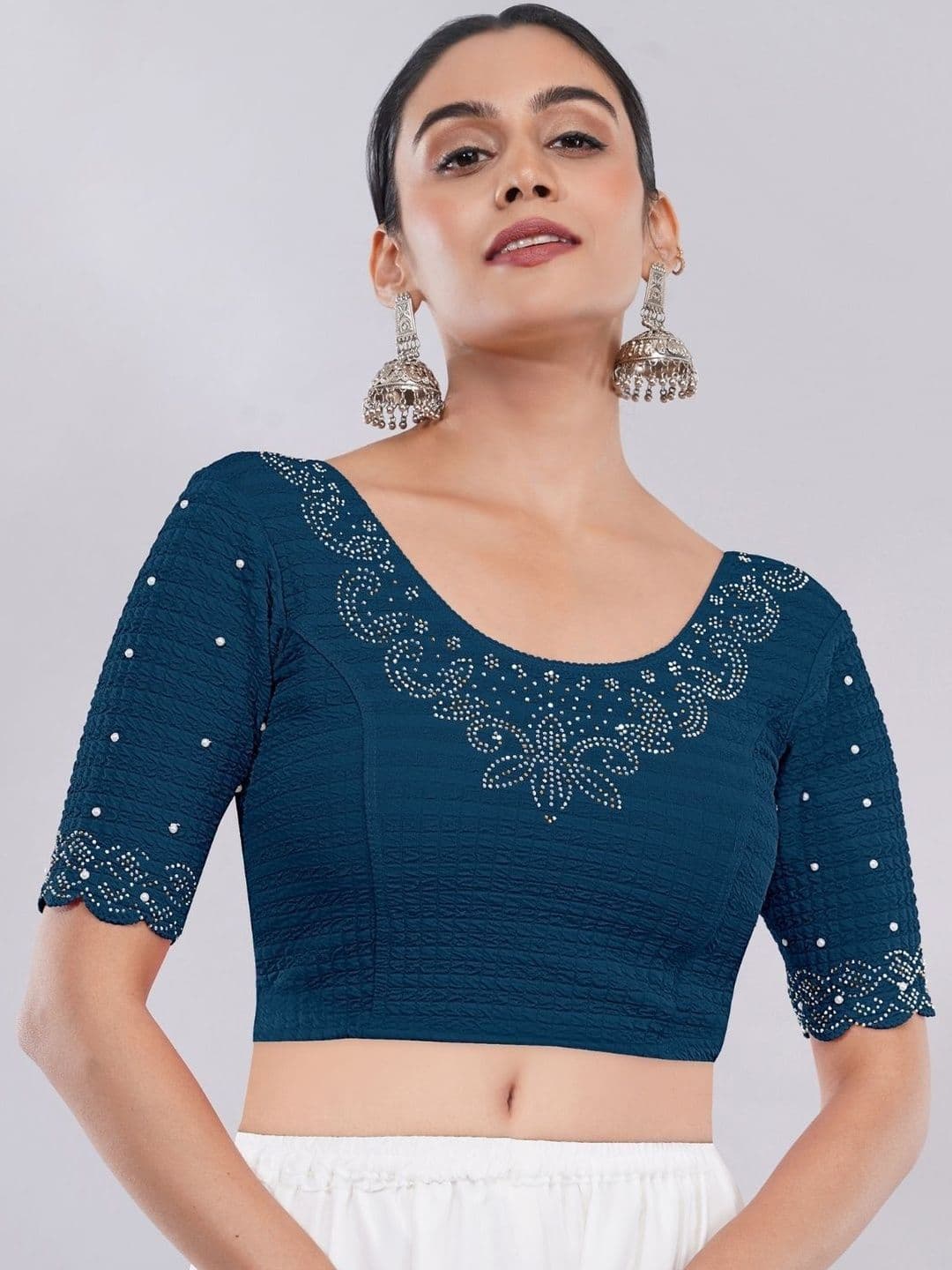 MISS WEARS Embellished Beads and Stones Saree Blouse - view 1