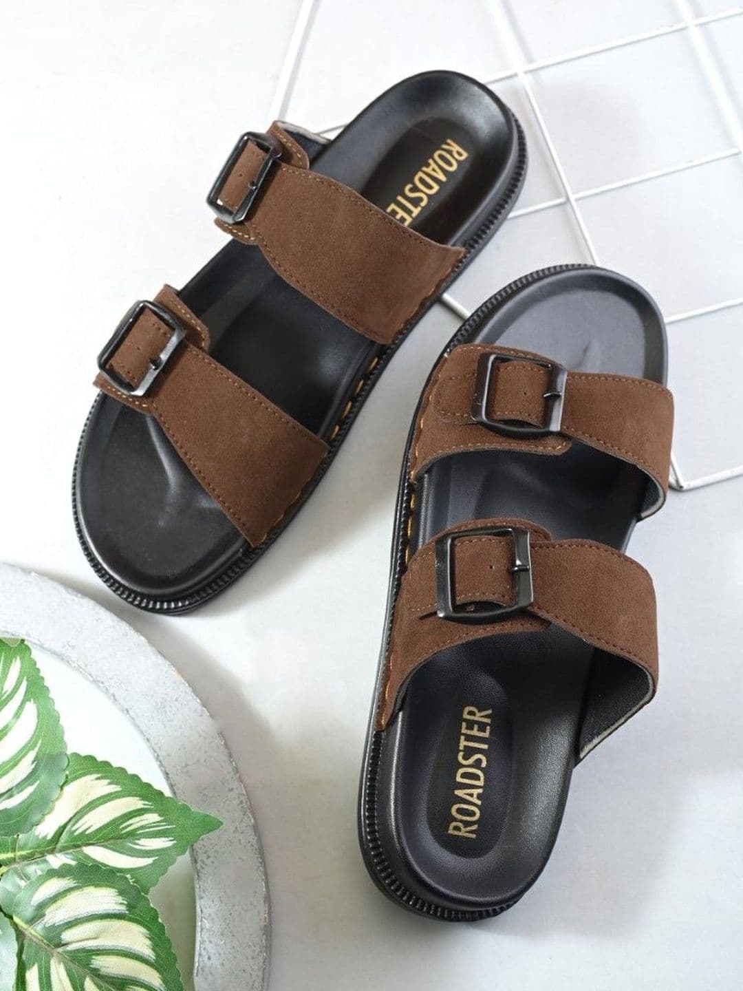 The Roadster Lifestyle Co.Men Brown Slip-On Casual Buckle Strap Sandals - view 1