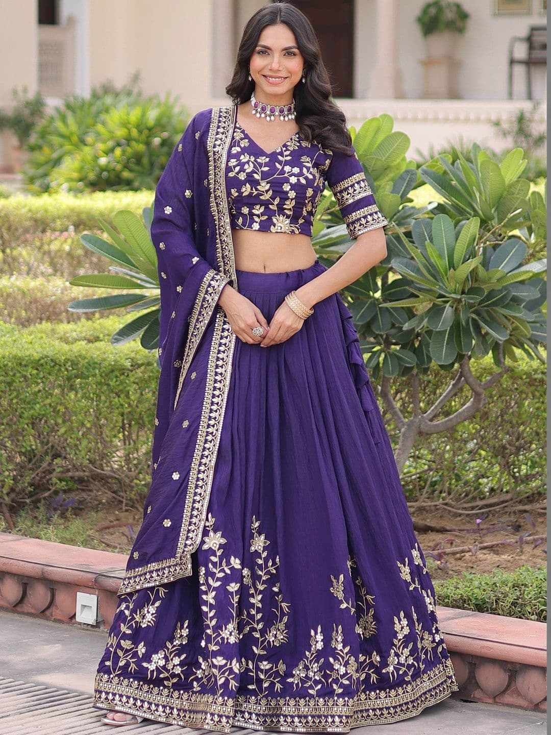 Vadanya Embroidered Semi-Stitched Lehenga & Blouse With Dupatta - view 1
