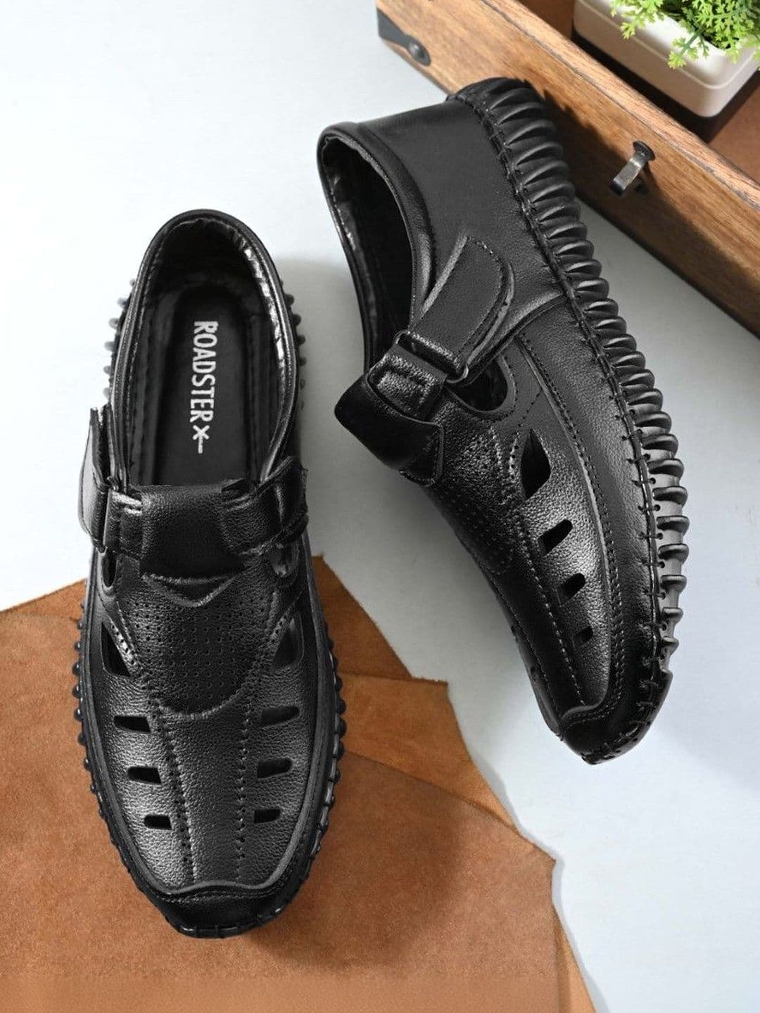 The Roadster Lifestyle Co Men Black Slip-On Closed Toe Comfort Shoe Style Sandals - view 1