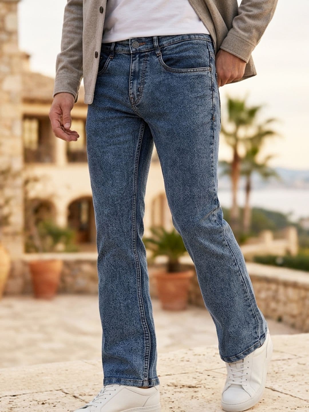 Urbano Fashion Men Bootcut Heavy Fade Clean Look Mid-Rise Stretchable Jeans - view 1
