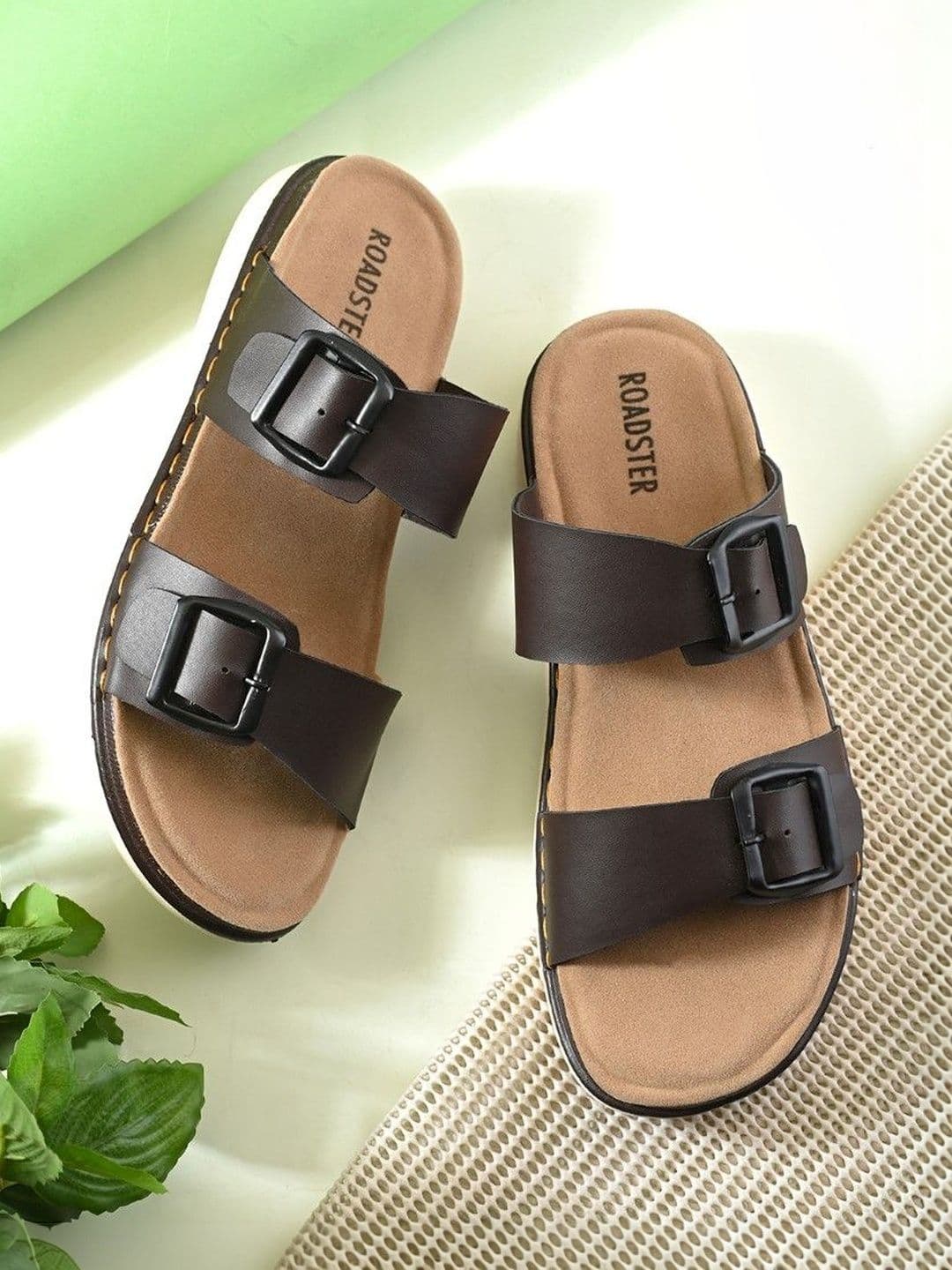 The Roadster Lifestyle Co Men Brown Slip-On Casual Buckle Double Strap Comfort Sandals - view 1