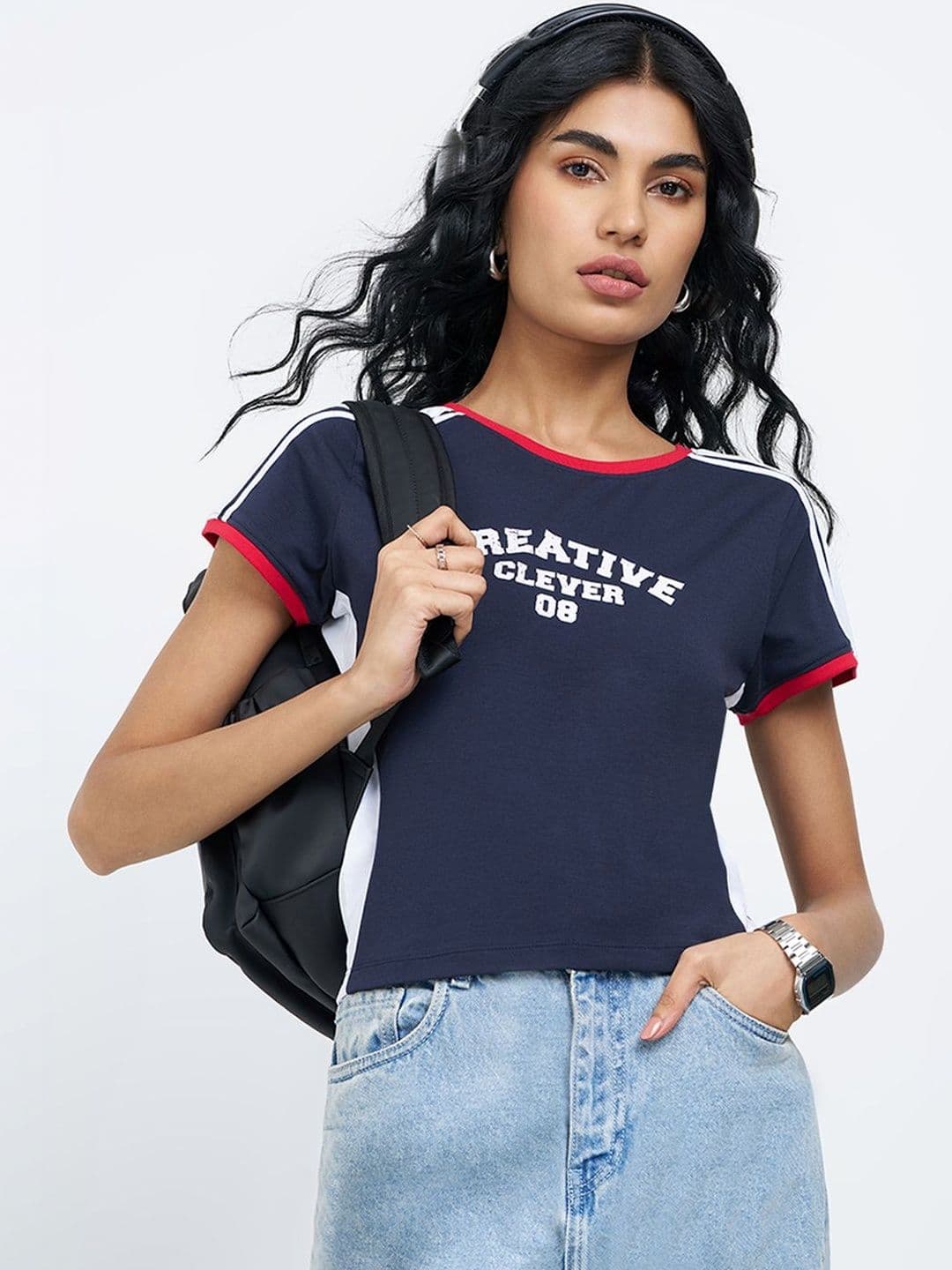 People Women Printed Slim Fit T-shirt - view 1