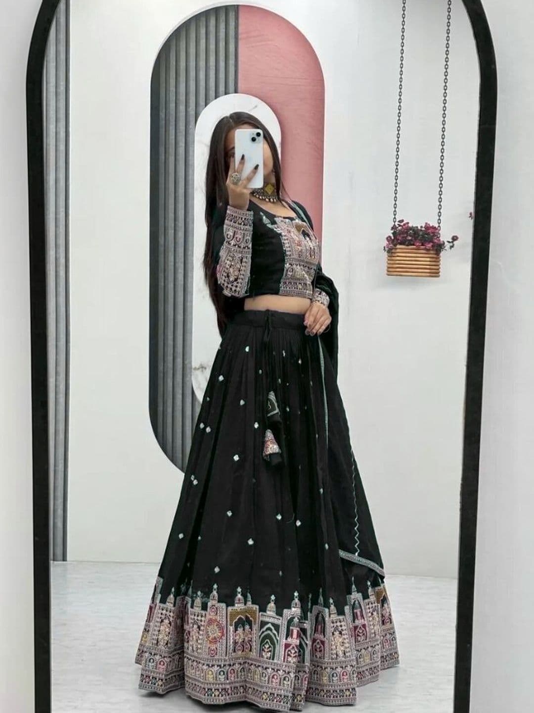 PEDR TRENDS Embroidered Semi-Stitched Lehenga & Unstitched Blouse With Dupatta - view 1
