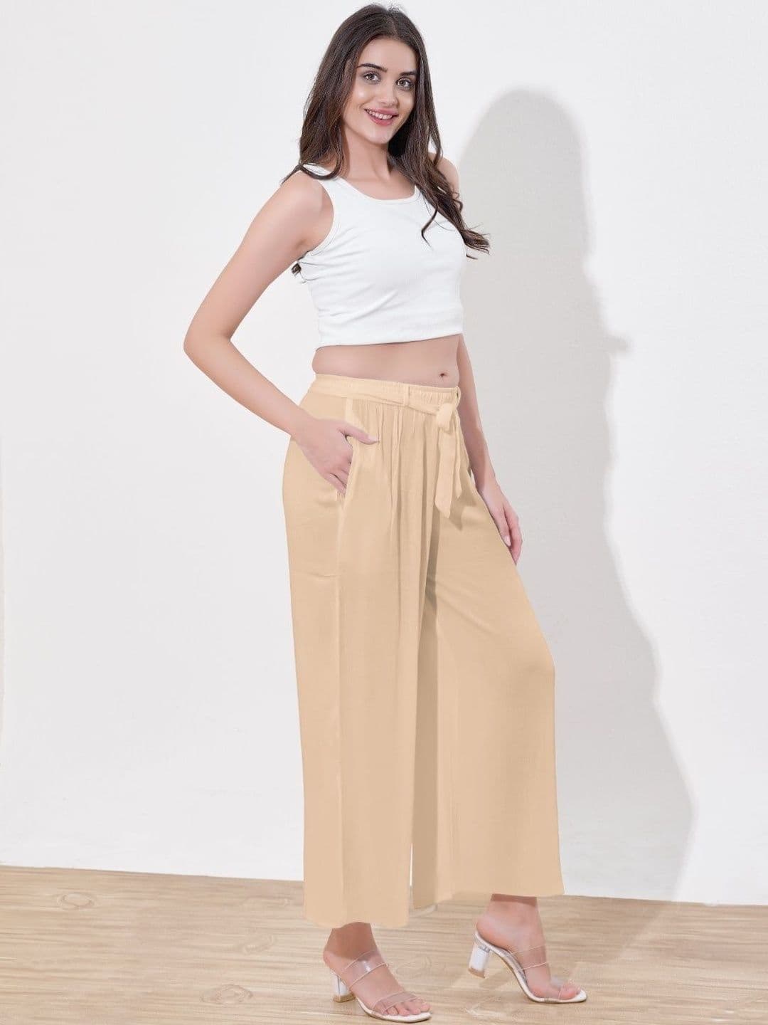 A and H Women Handloom Crepe Blend Palazzos - view 1