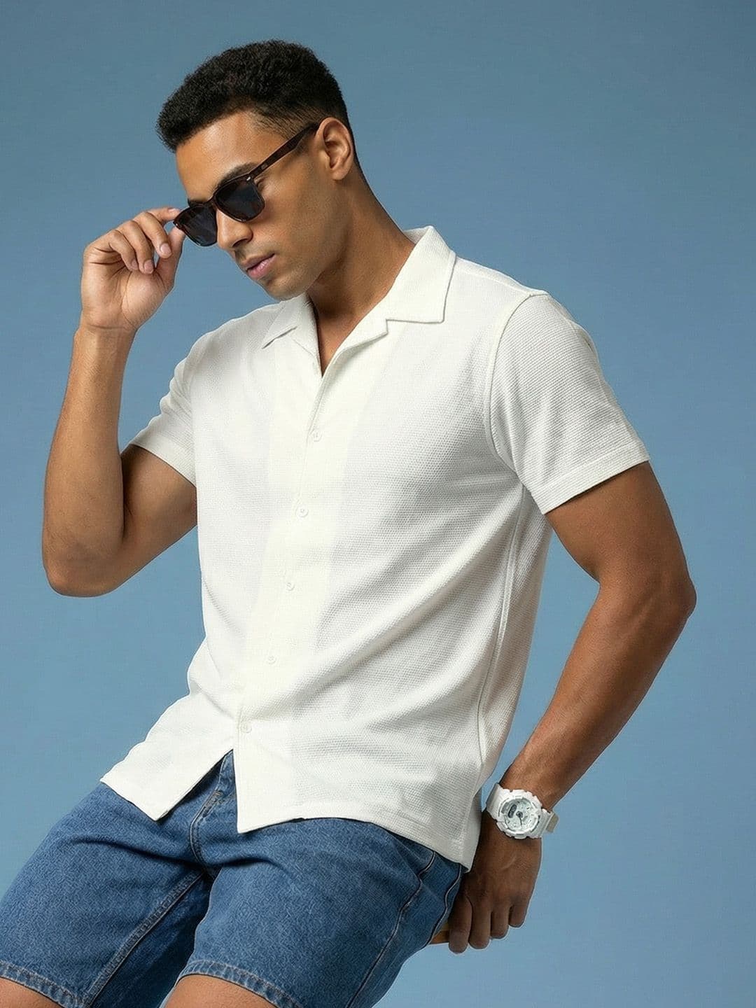 HERE&NOW Cuban Collar Textured Casual Shirt - view 1