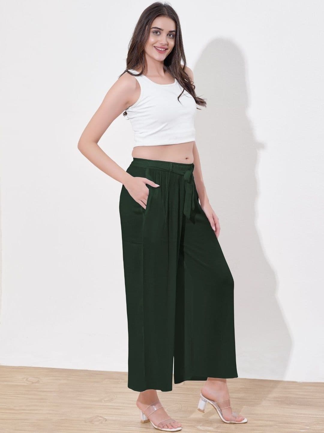 A and H Women Handloom Crepe Blend Palazzos - view 1