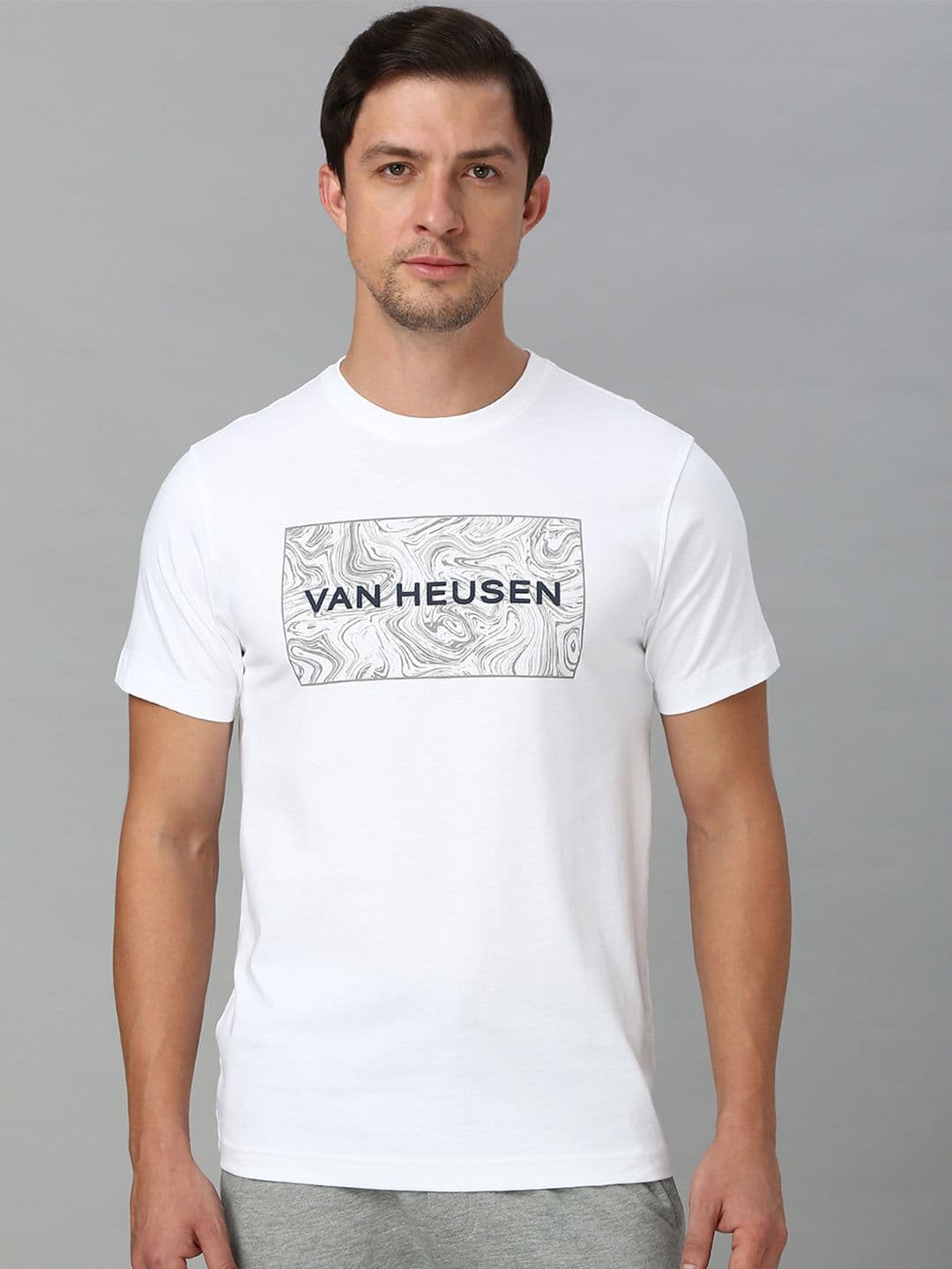 Van Heusen Innerwear Men Typography Printed Round Neck Pure Cotton Lounge Tshirt