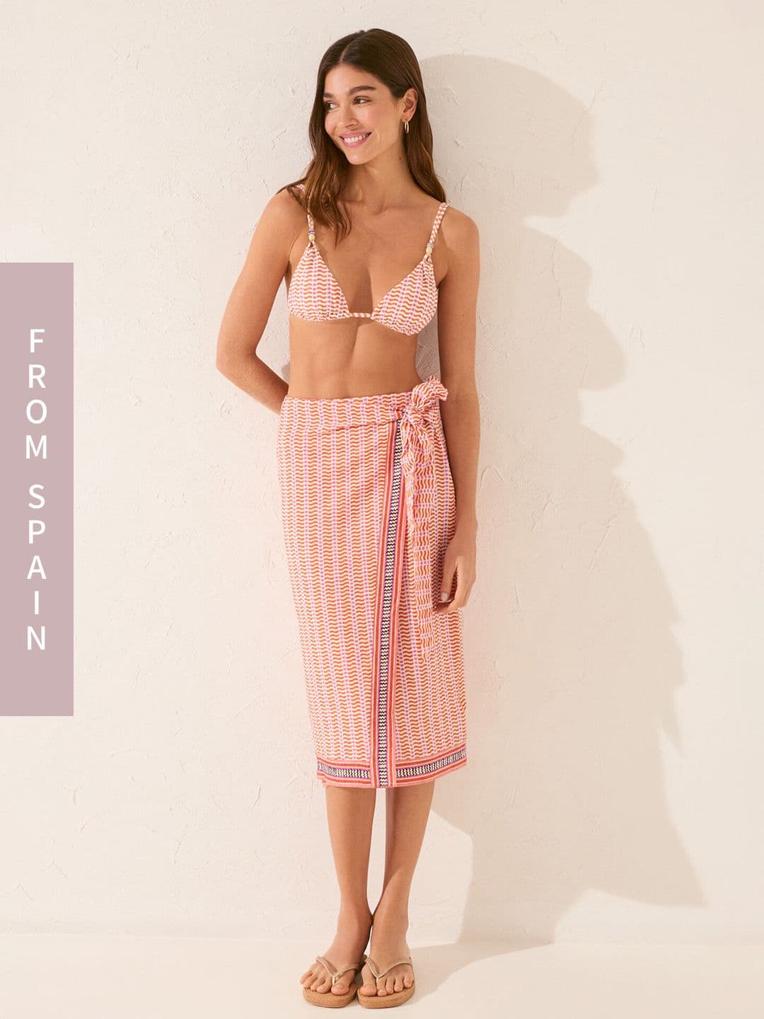 women'secret Geometric Printed Midi-Length Wrap Skirt From Spain - view 1