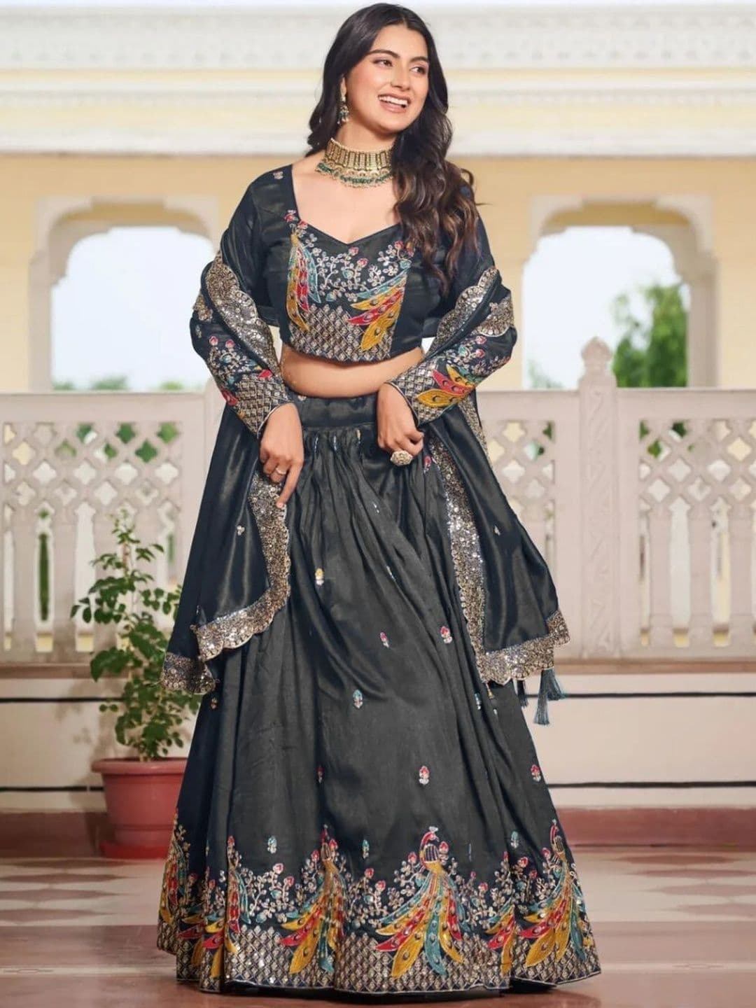 PEDR TRENDS Embroidered Semi-Stitched Lehenga & Unstitched Blouse With Dupatta - view 1
