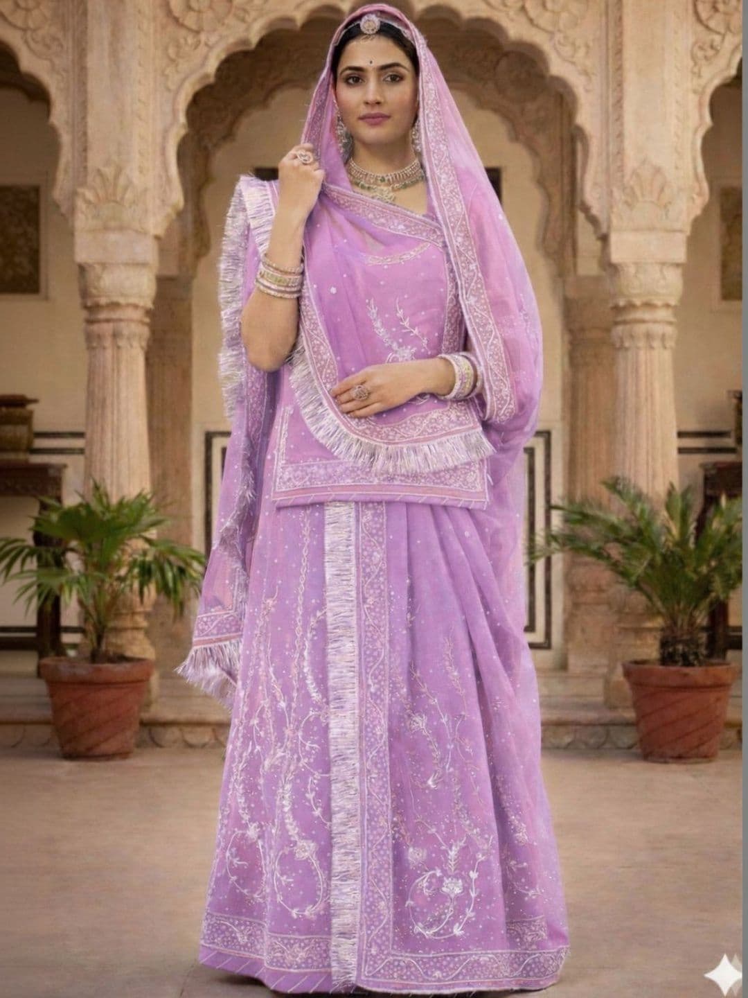 Vaarabella Unstitched Lehenga & Blouse With Dupatta - view 1