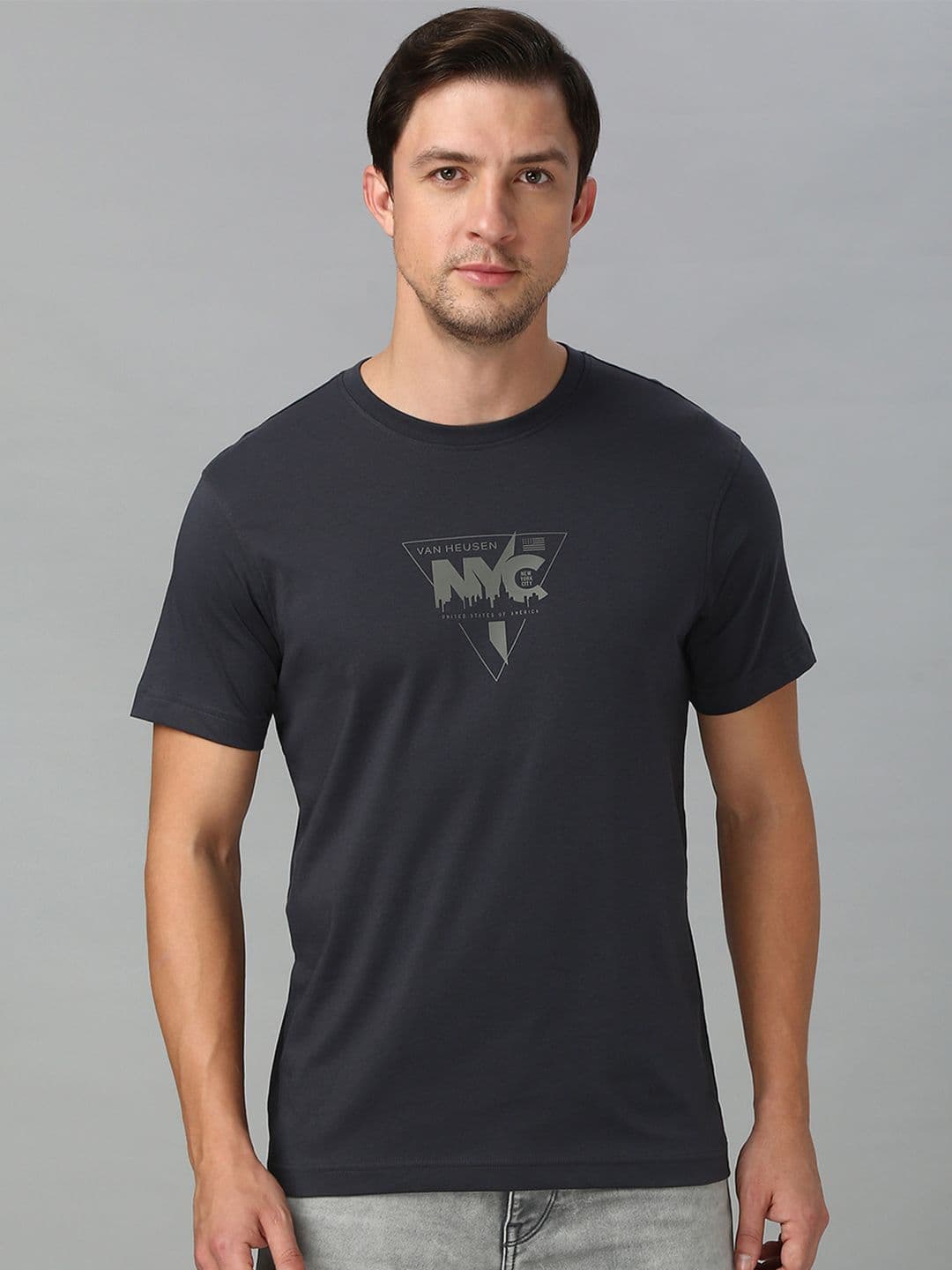 Van Heusen Innerwear Men Typography Printed Round Neck Cotton Lounge Tshirt - view 1