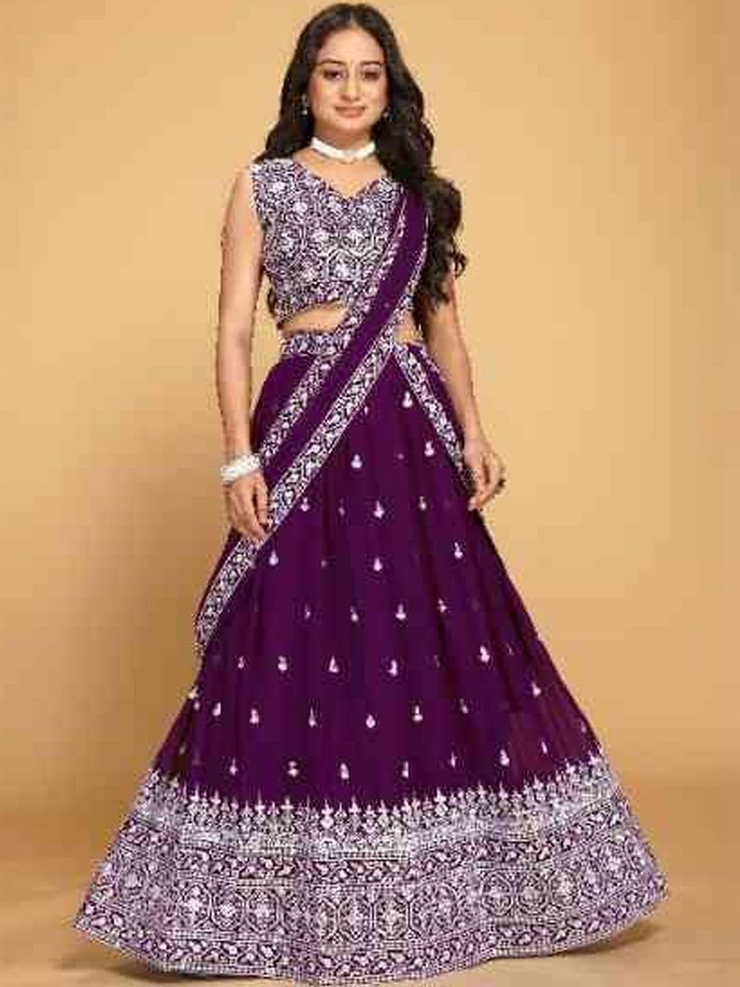 SHREEVA FASHION SHREEVA FASHION Semi-Stitched Lehenga & Unstitched Blouse With Dupatta - view 1