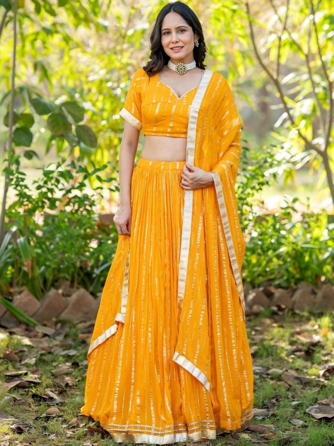 HOUSE OF JAMOTI Embellished Ready to Wear Lehenga & Blouse With Dupatta - view 1