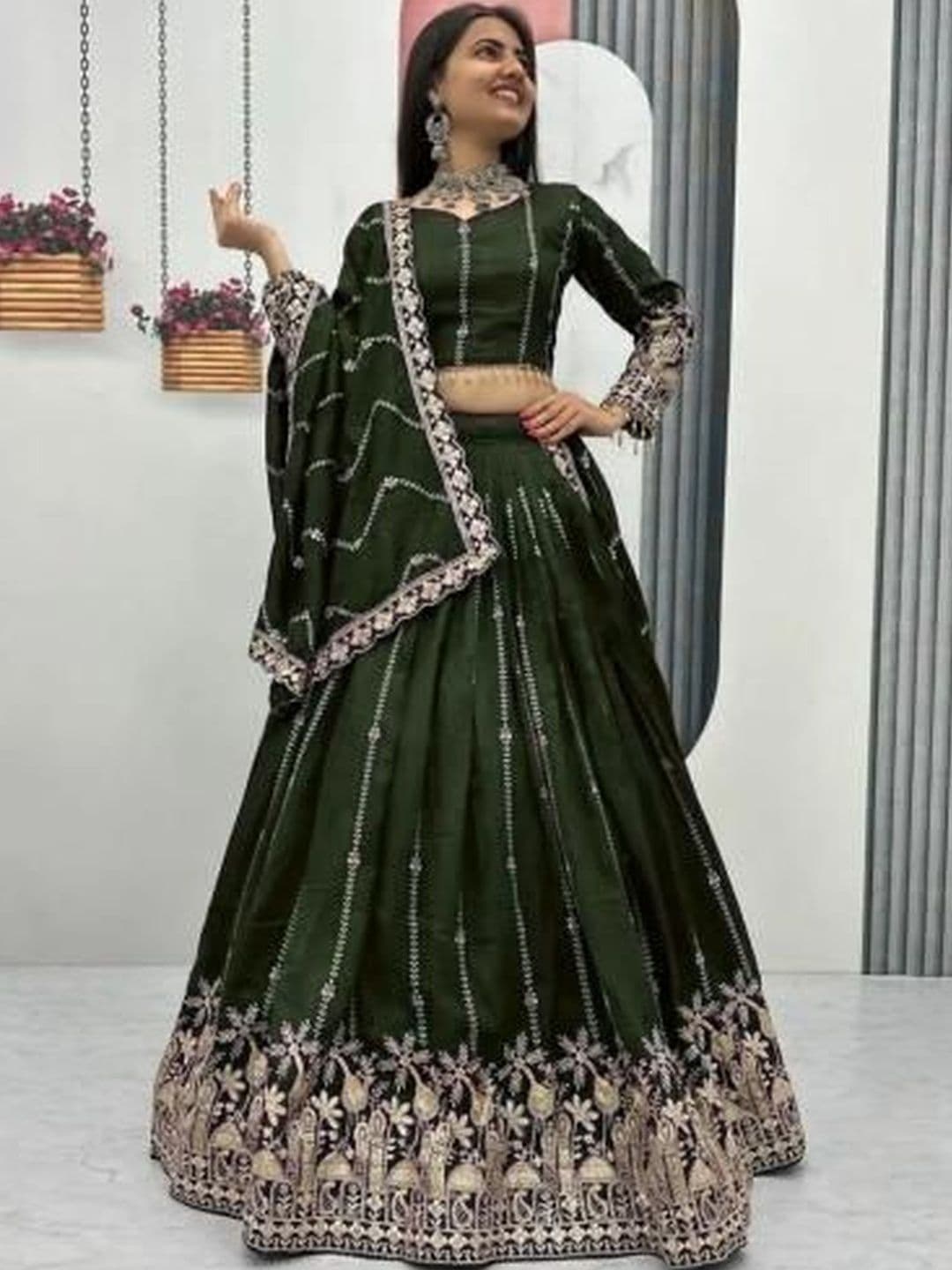 PEDR TRENDS Embroidered Semi-Stitched Lehenga & Unstitched Blouse With Dupatta - view 1