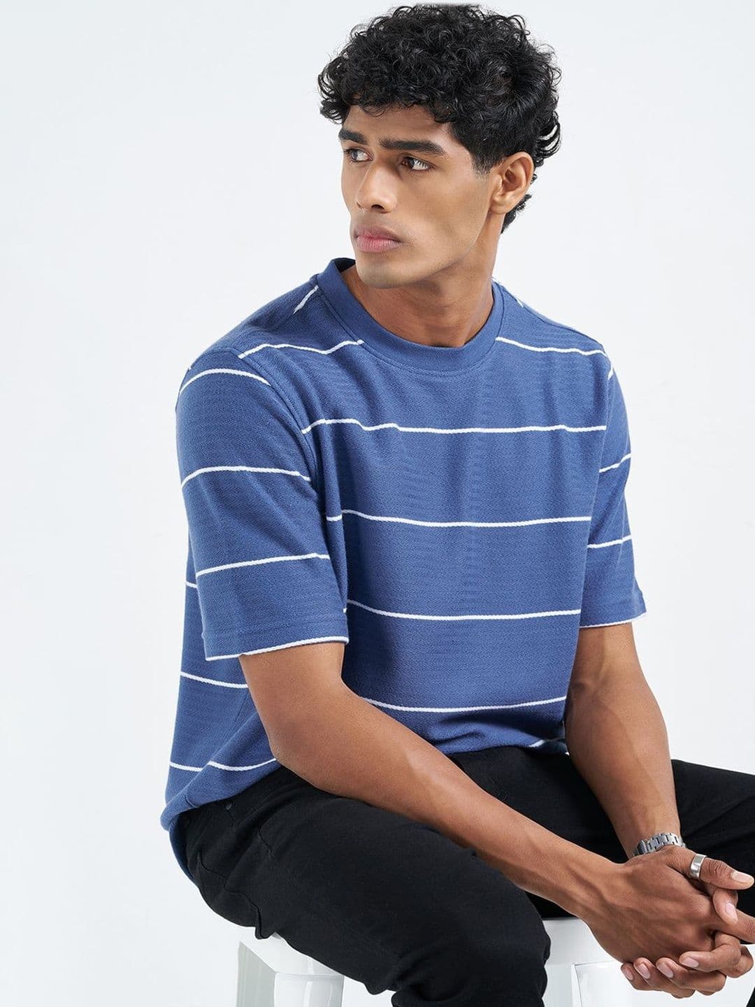 Peregrine by Pantaloons Men Striped T-shirt - view 1