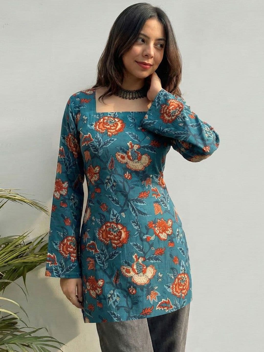 Anouk Rustic Printed Square Neck Kurti - view 1