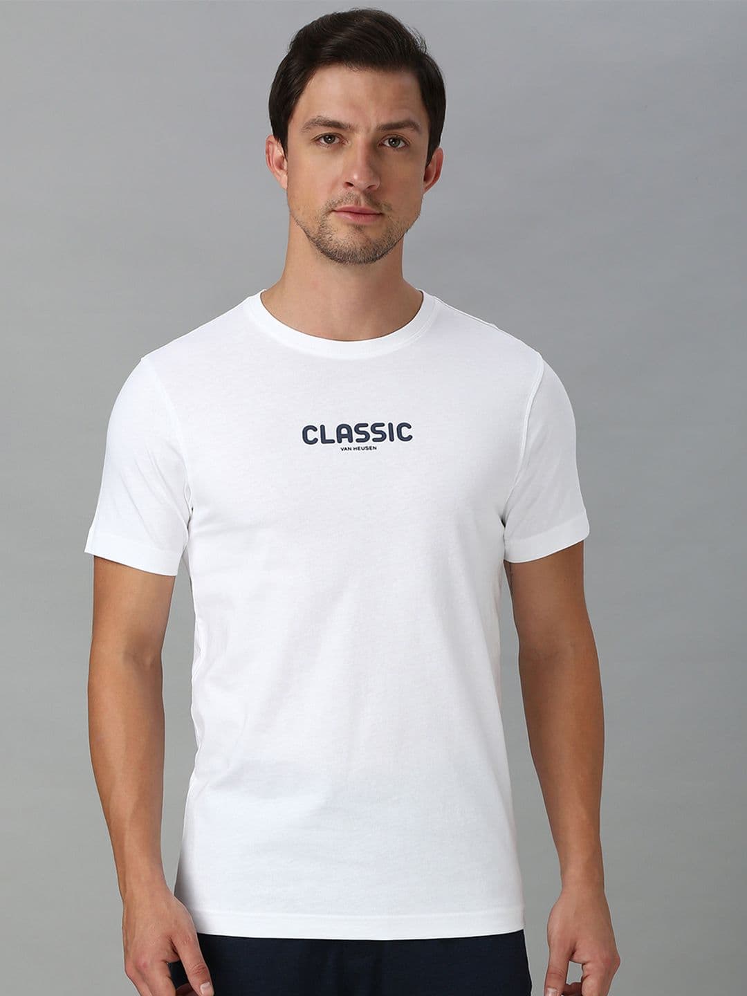 Van Heusen Innerwear Men Typography Printed Round Neck Pure Cotton Lounge Tshirt - view 1