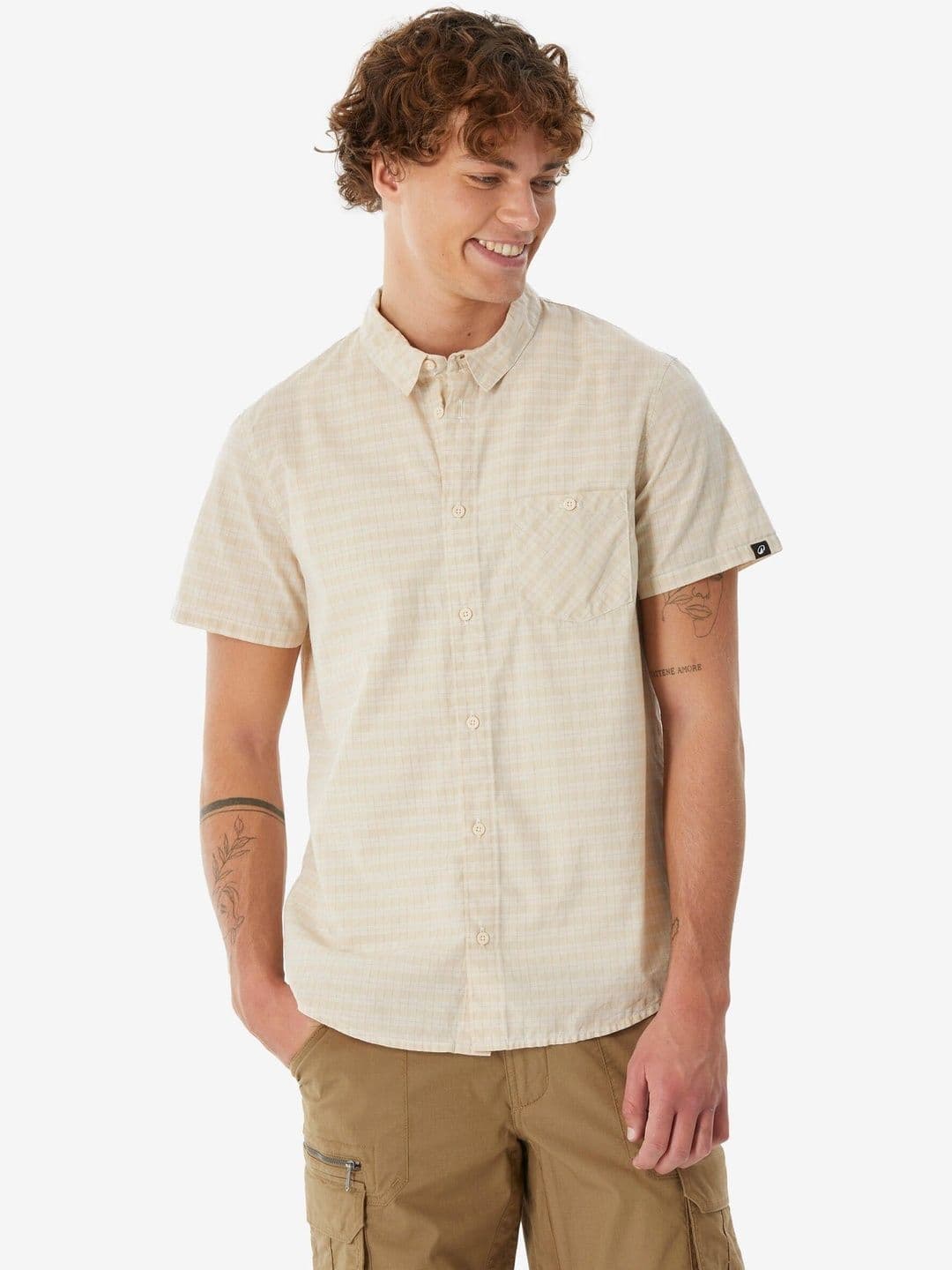 Decathlon Forclaz - Men Beige NH100 Quick Dry Hiking Shirts - view 1