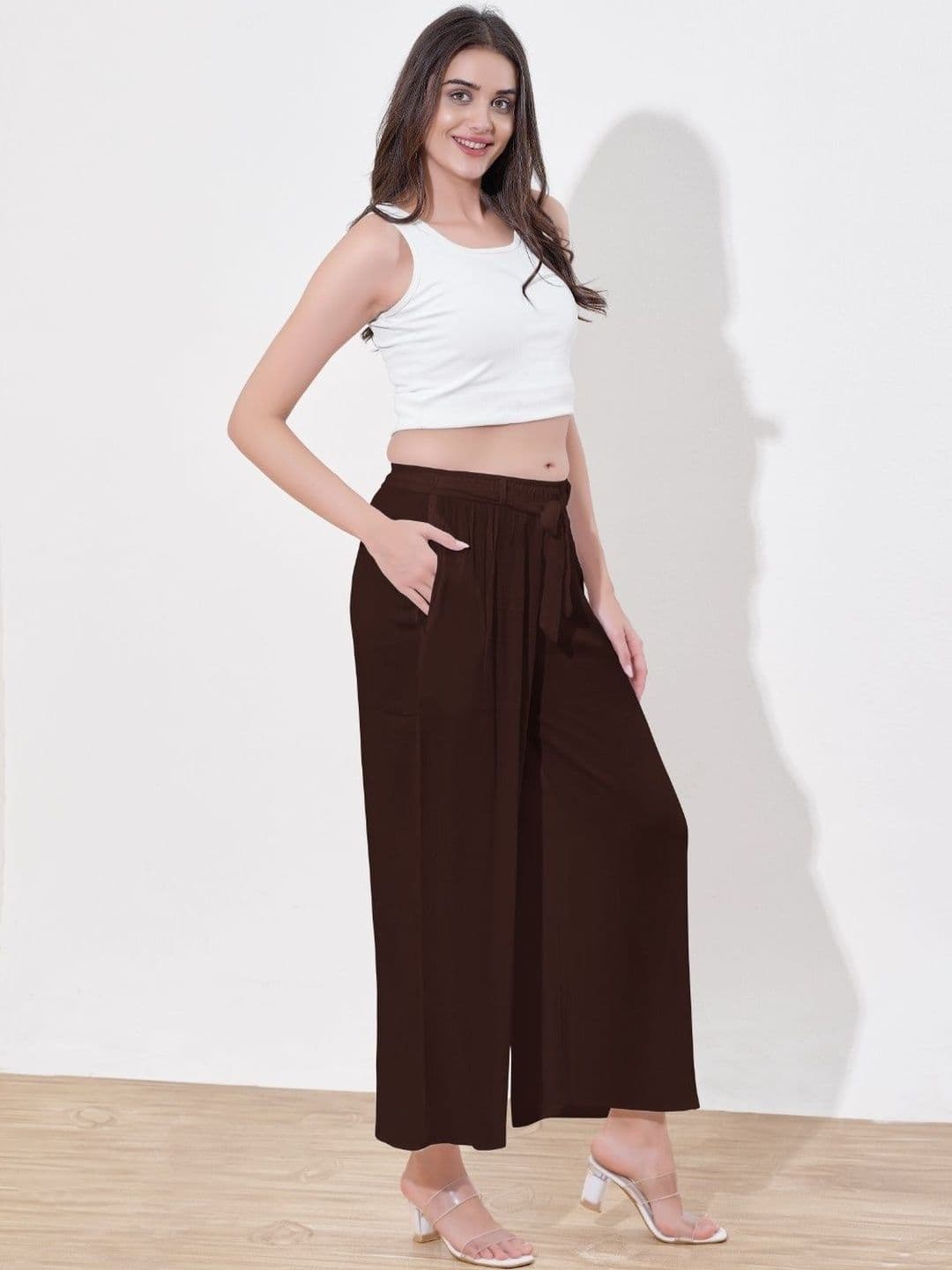 A and H Women Handloom Crepe Blend Palazzos - view 1