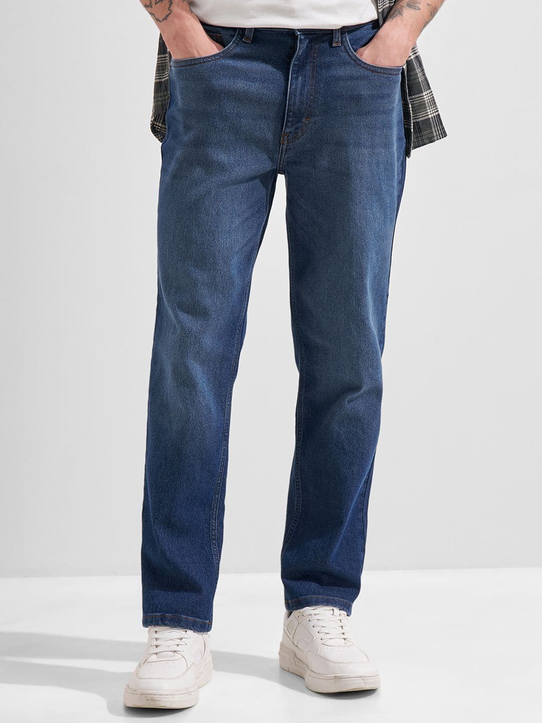 HIGHLANDER Men Regular Fit Mid Rise Mid Wash Jeans