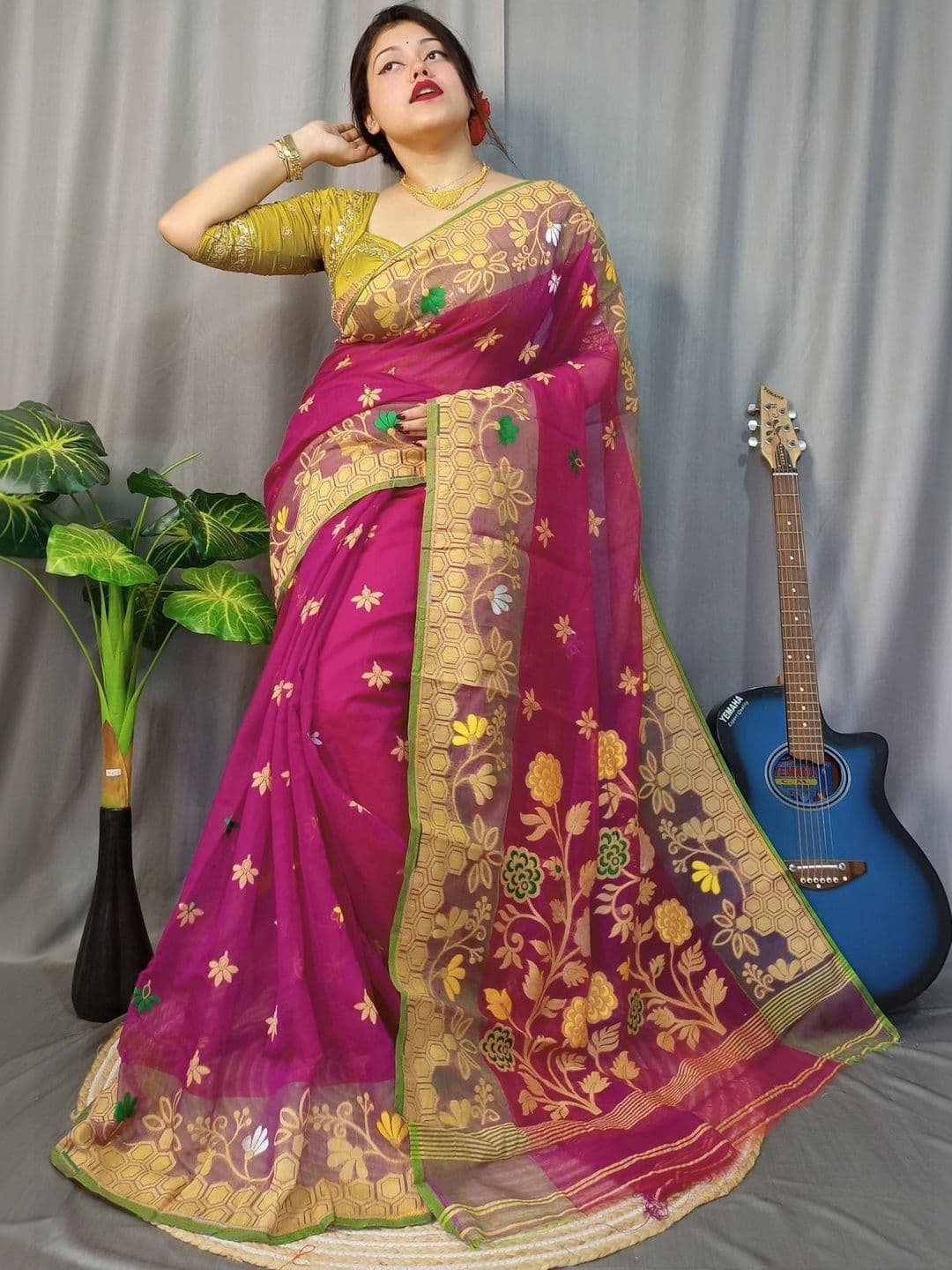Basana Saree Kuthir Silk Cotton Jamdani Sarees - view 1