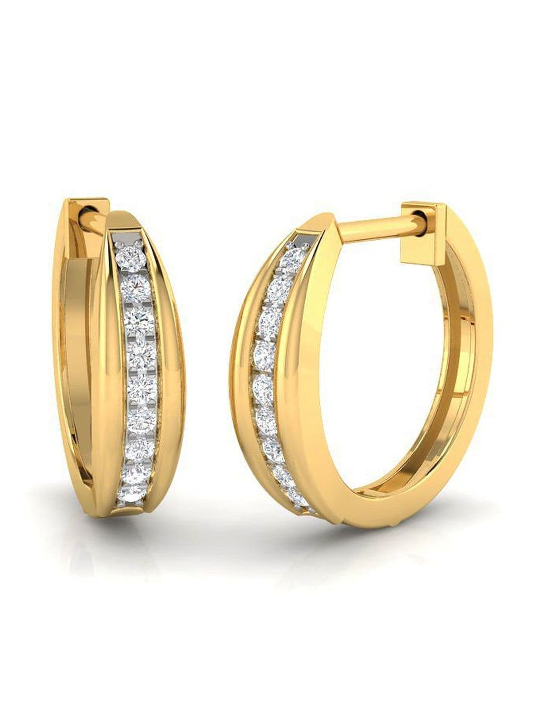 Solitario Gold Diamond Studded Earrings - 2.38 g - view 1
