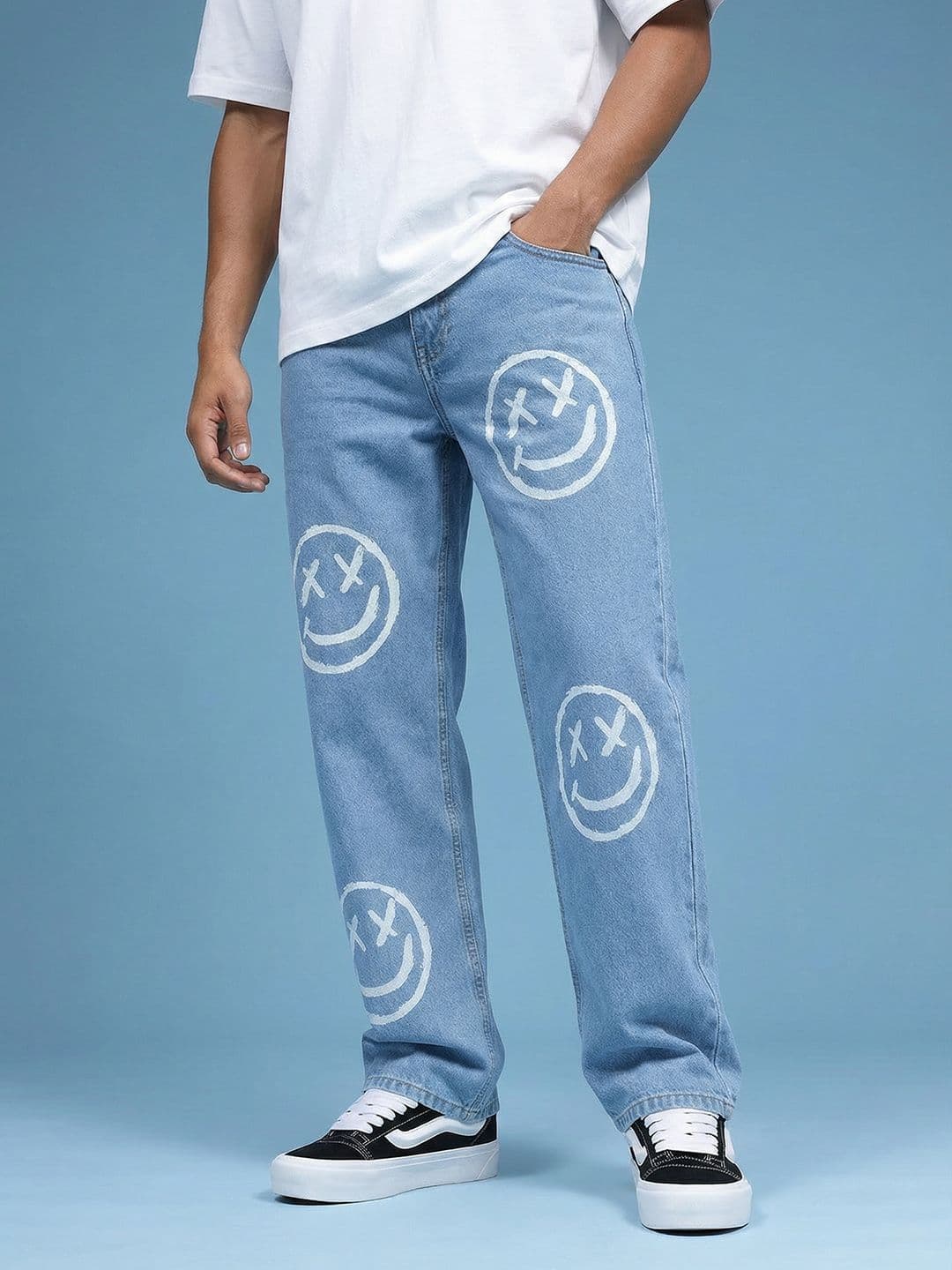 HERE&NOW Men Pure Cotton Baggy Fit Printed Jeans - view 1