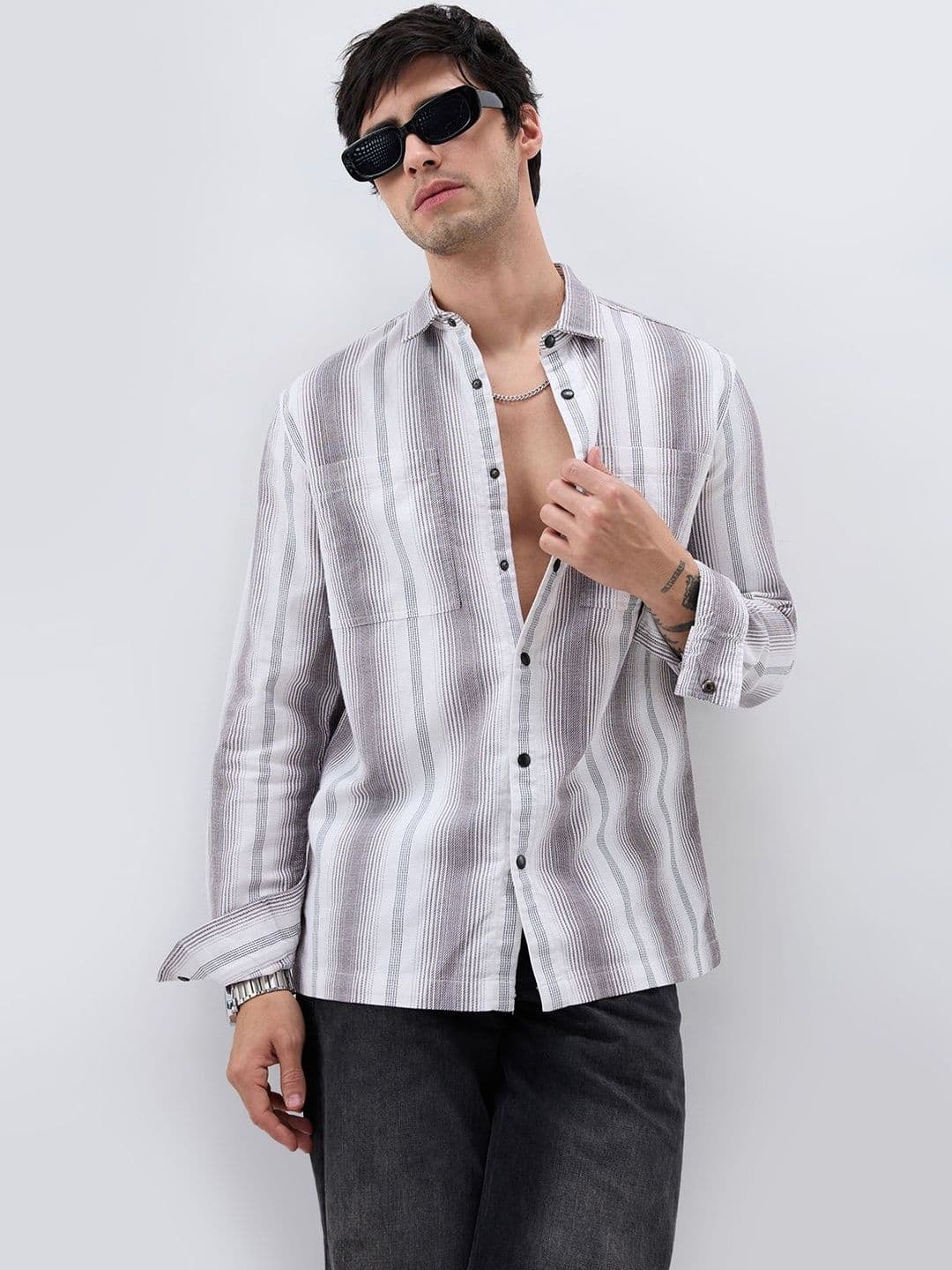 VASTRADO Contrast Echo Stripescape Double Pocket Shirt - view 1