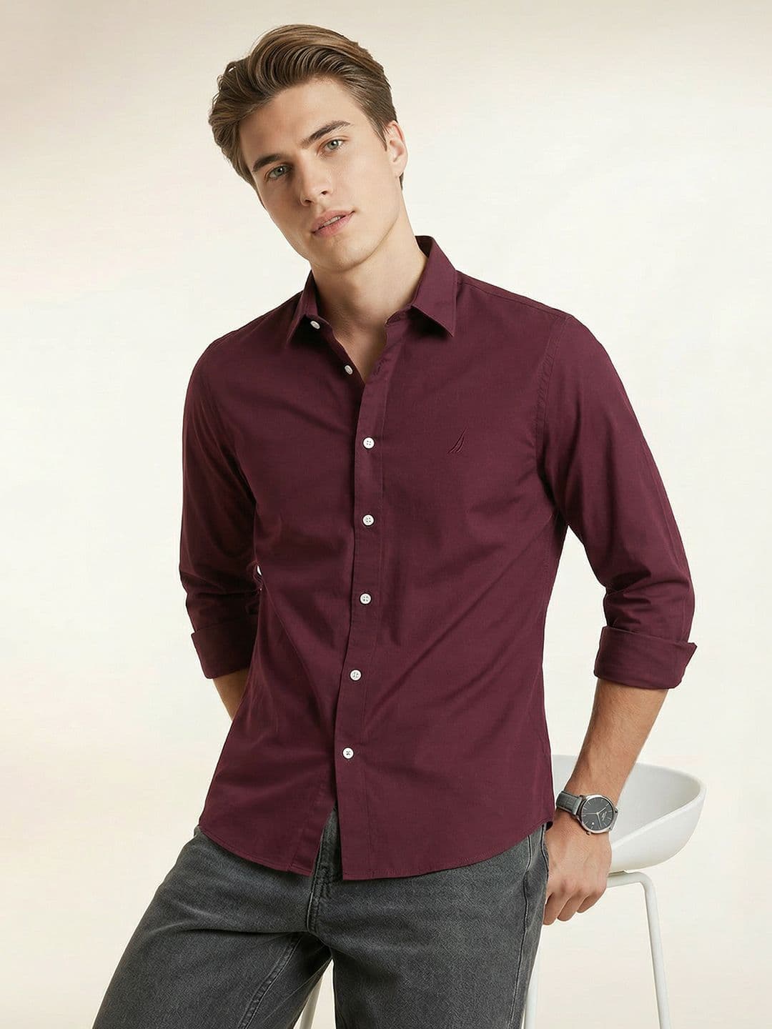 Nautica Slim Fit Spread Collar Casual Shirt - view 1