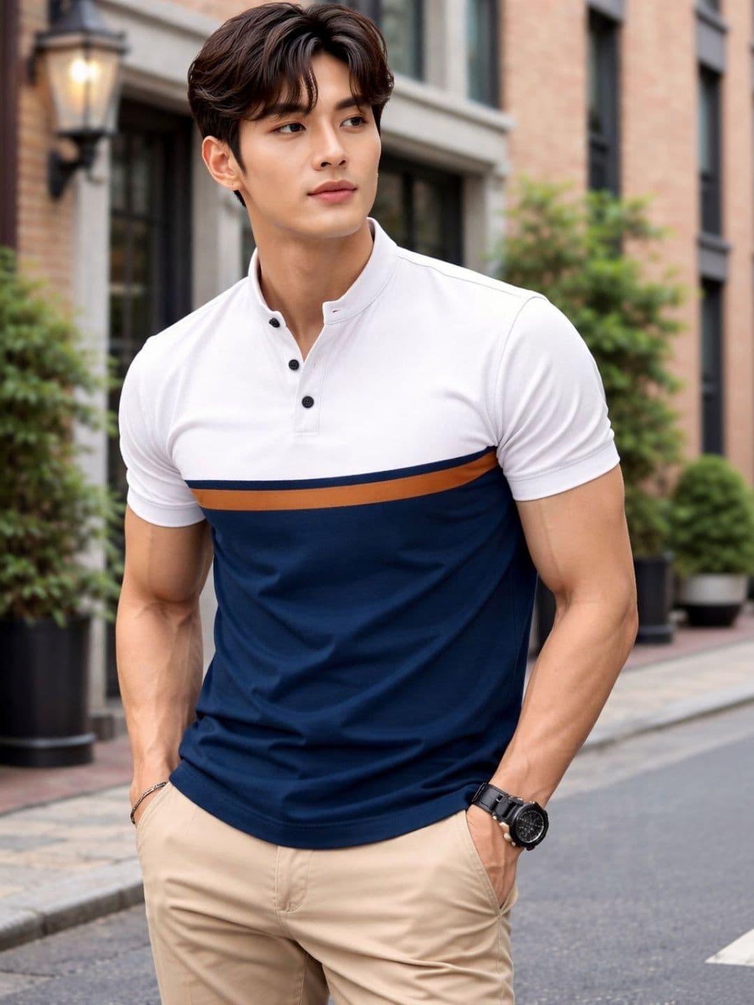 TAZO Men Colourblocked Henley Neck T-shirt - view 1