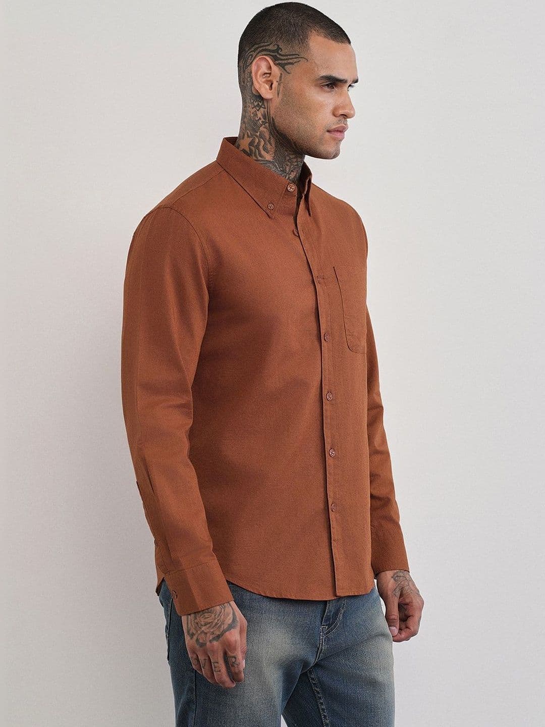 Banana Club Men Classic Spread Collar Cotton Linen Casual Shirt - view 1