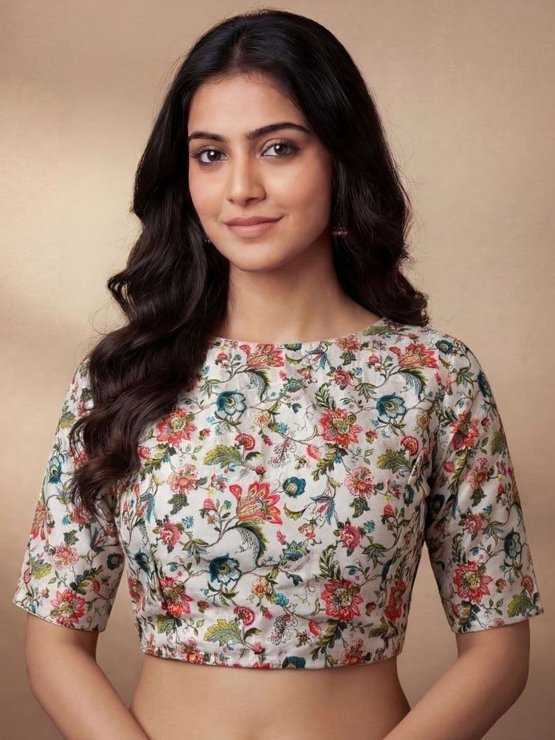 WIZULO TRENDZ Silk Printed Saree Blouse - view 1