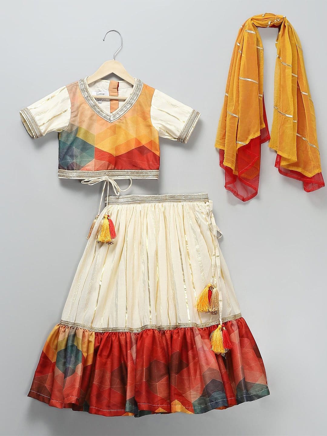 The Little Tales Girls Printed Semi-Stitched Lehenga & Blouse With Dupatta - view 1