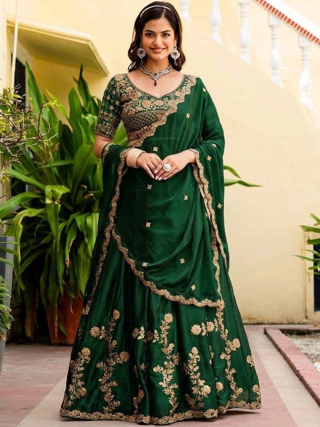 BAESD Embroidered Semi-Stitched Lehenga & Blouse With Dupatta - view 1