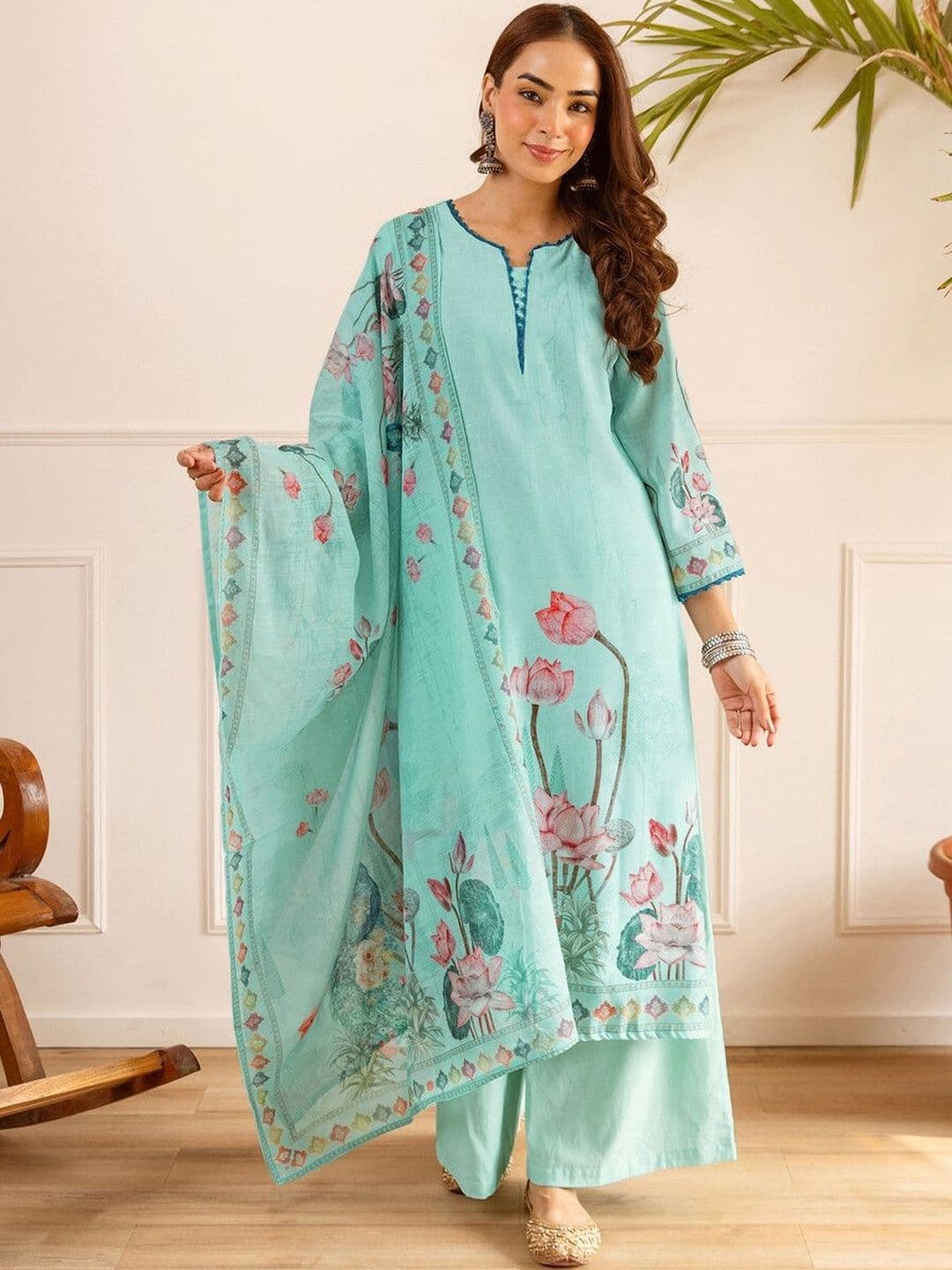 Anouk Rustic Women Floral Printed Regular Kurta with Palazzos & With Dupatta - view 1