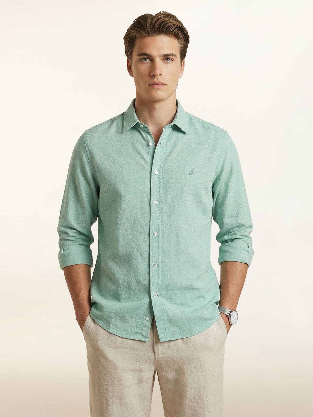 Nautica Slim Fit Spread Collar Casual Shirt - view 1