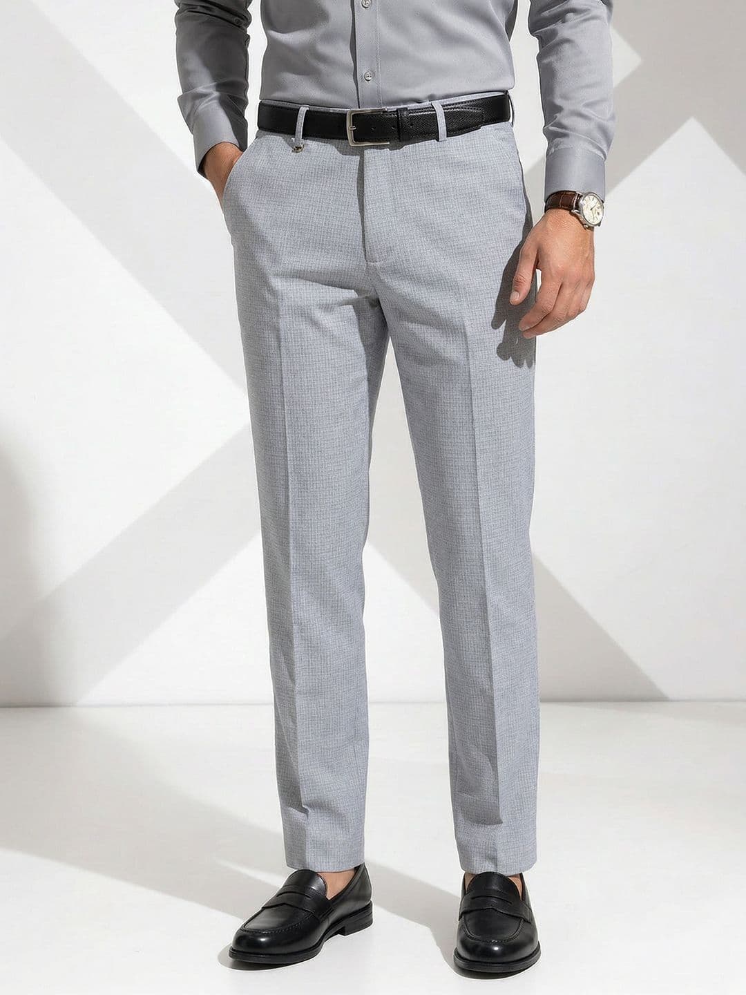 INVICTUS Men Checked Formal Trousers - view 1