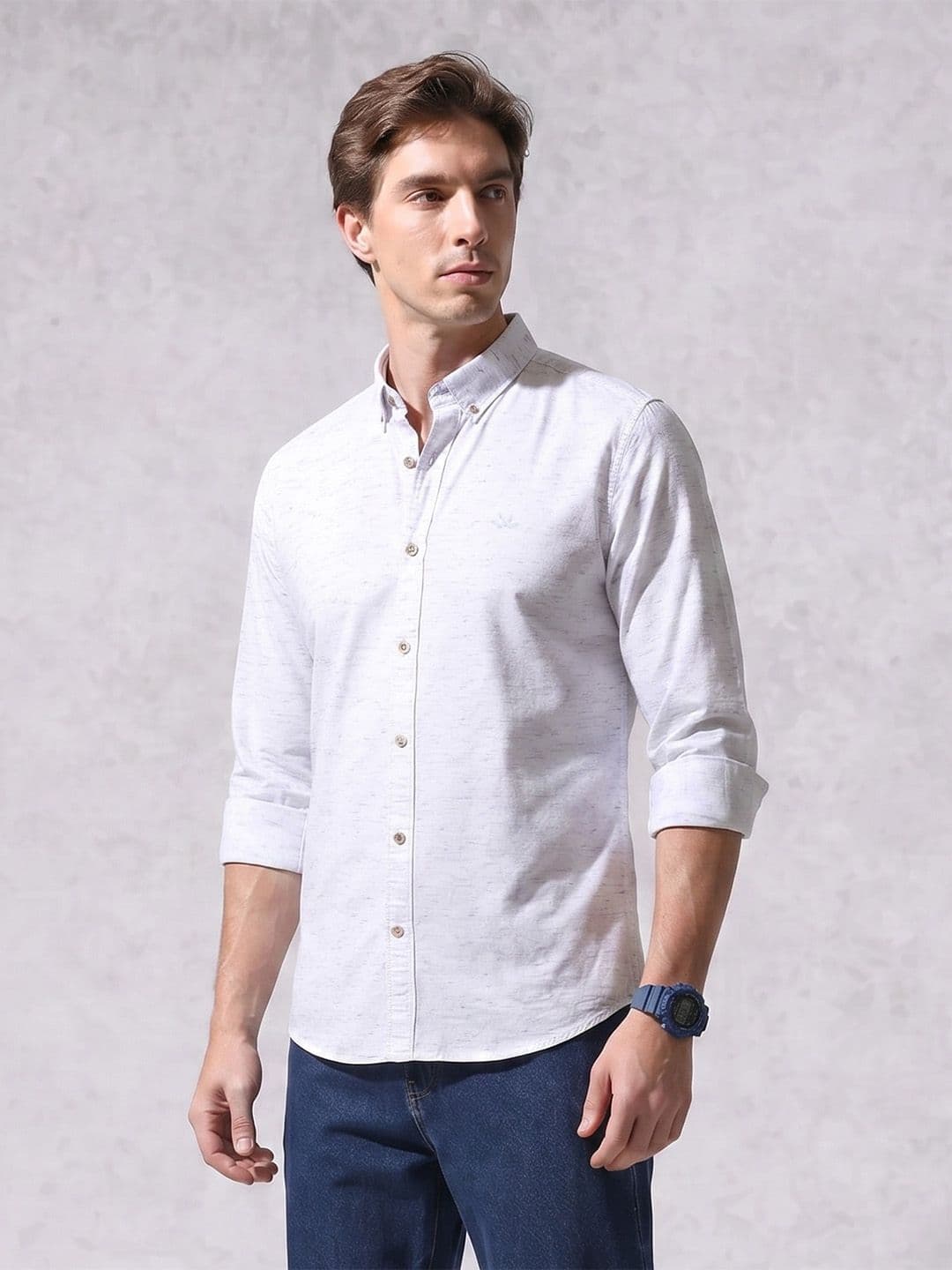 WROGN Self Design Textured Pure Cotton Casual Shirt - view 1