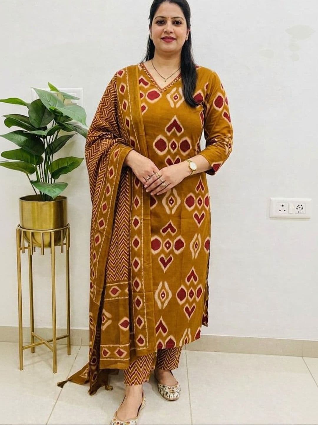 Fabinn Women Printed Regular Pure Cotton Kurta with Trousers & With Dupatta - view 1